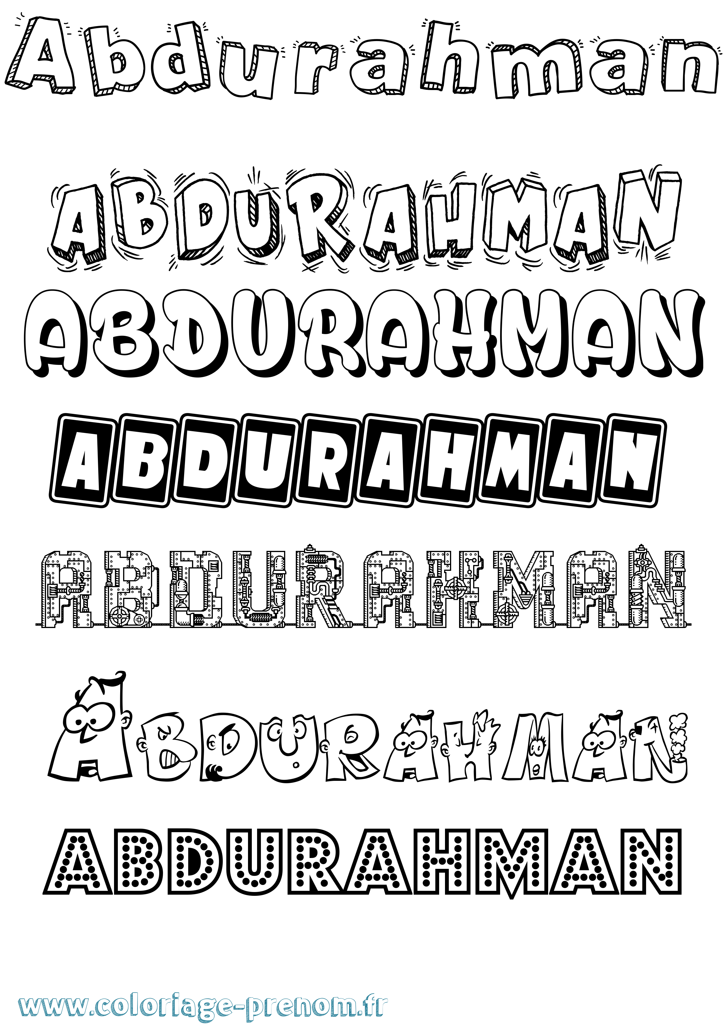 Coloriage prénom Abdurahman Fun