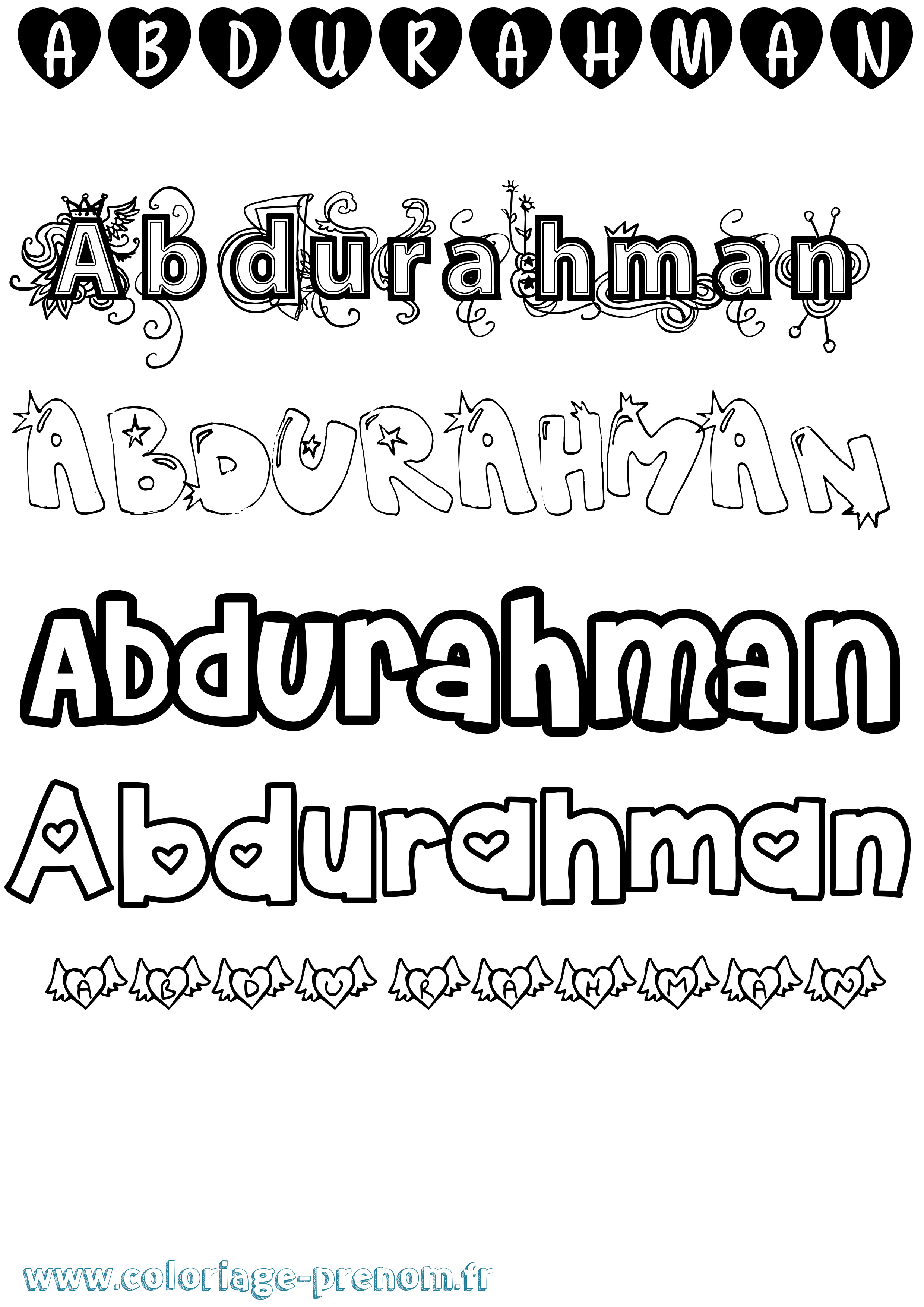 Coloriage prénom Abdurahman Girly