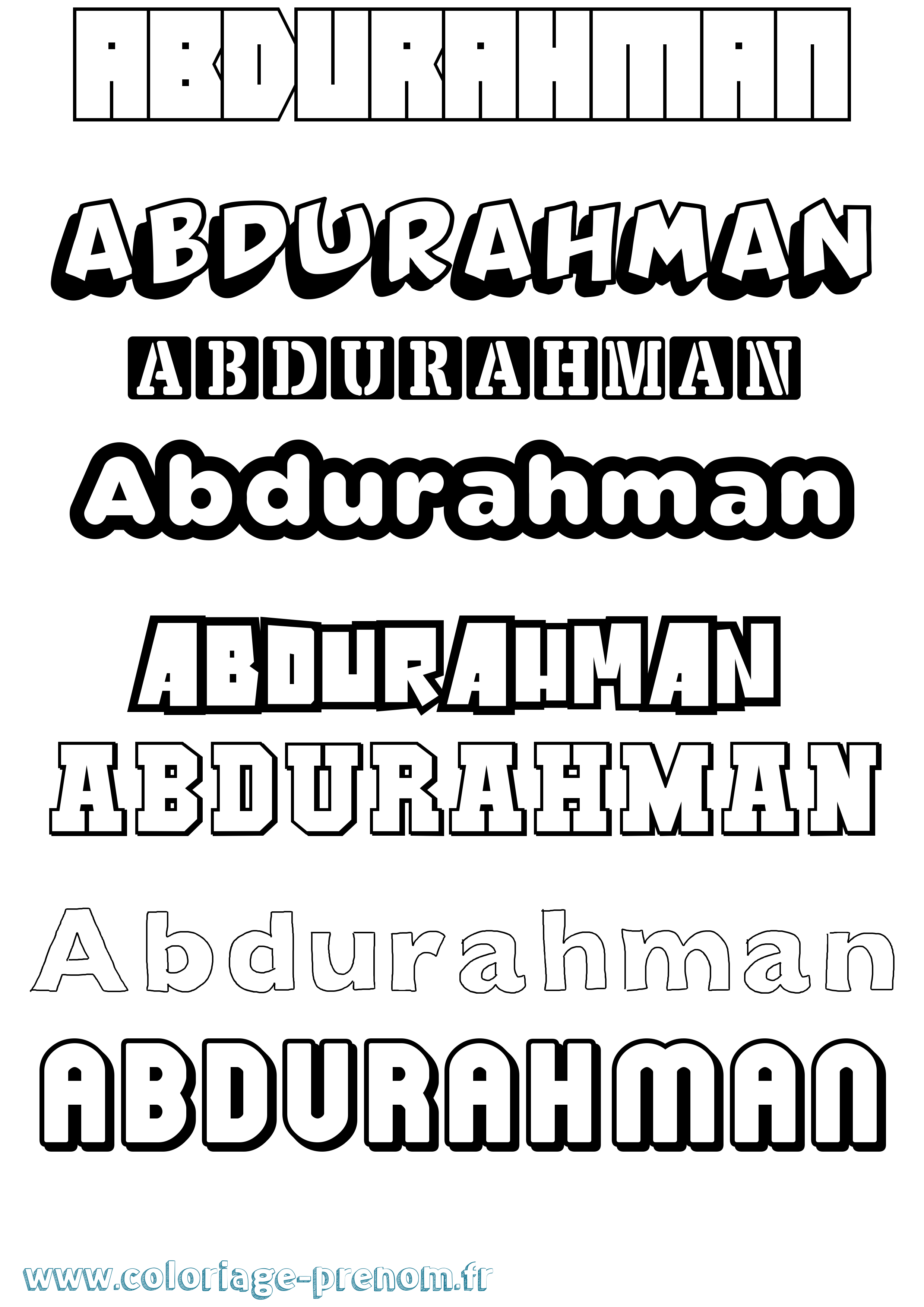 Coloriage prénom Abdurahman Simple
