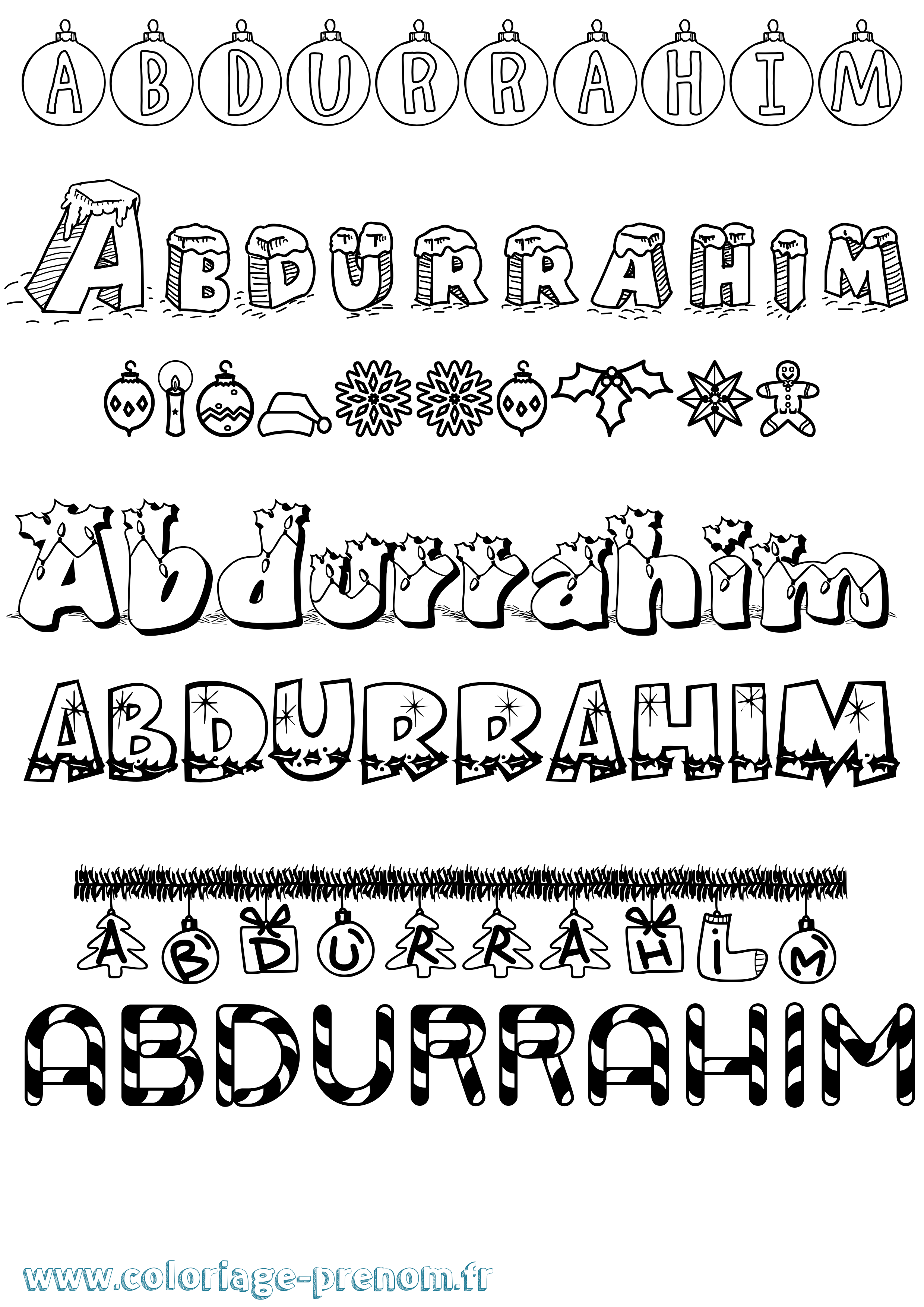 Coloriage prénom Abdurrahim Noël