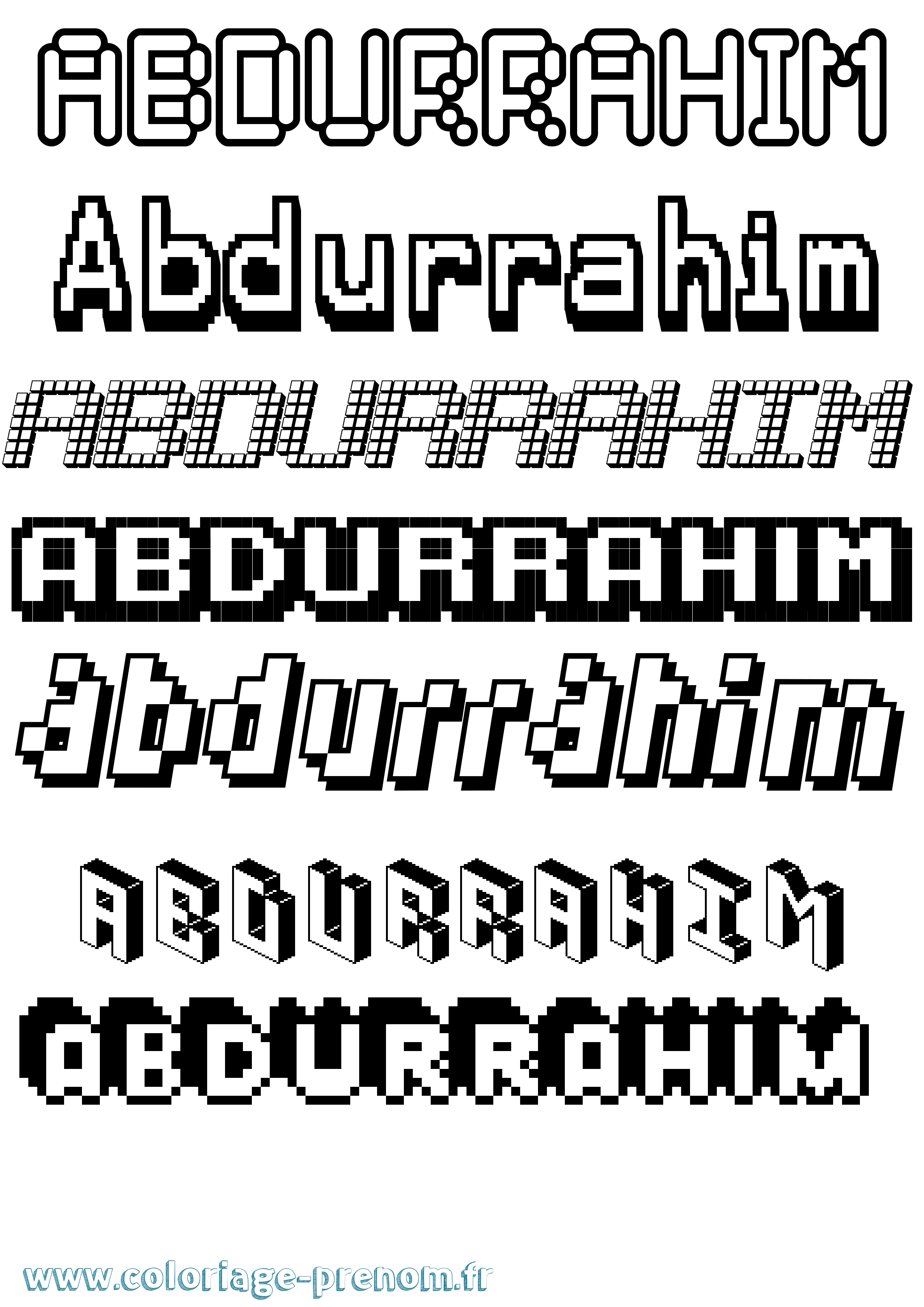 Coloriage prénom Abdurrahim Pixel