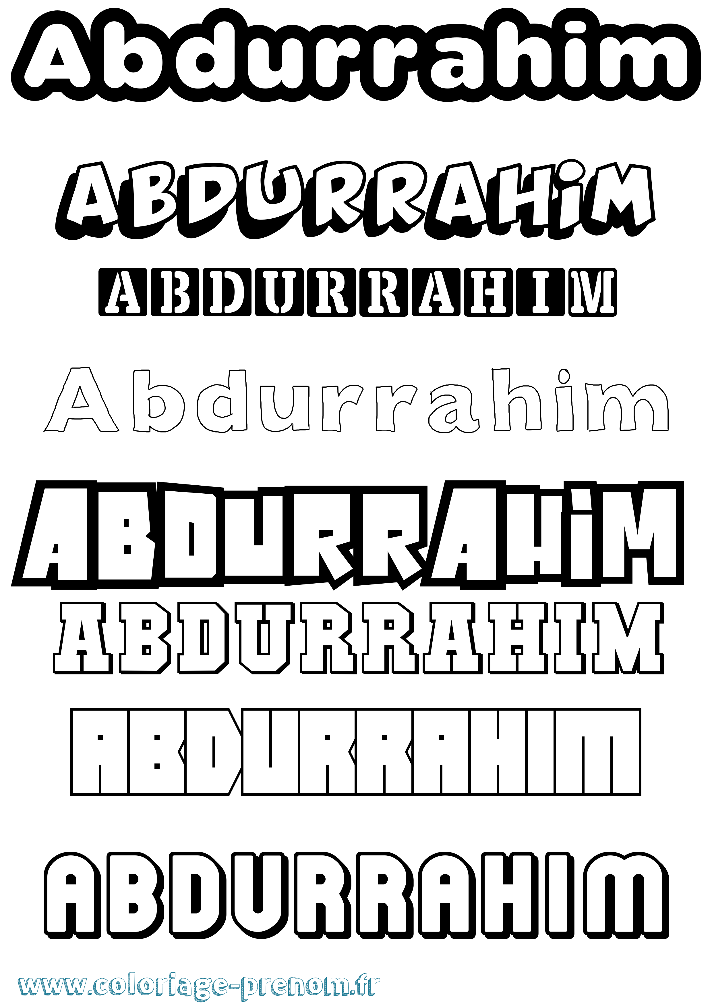 Coloriage prénom Abdurrahim Simple