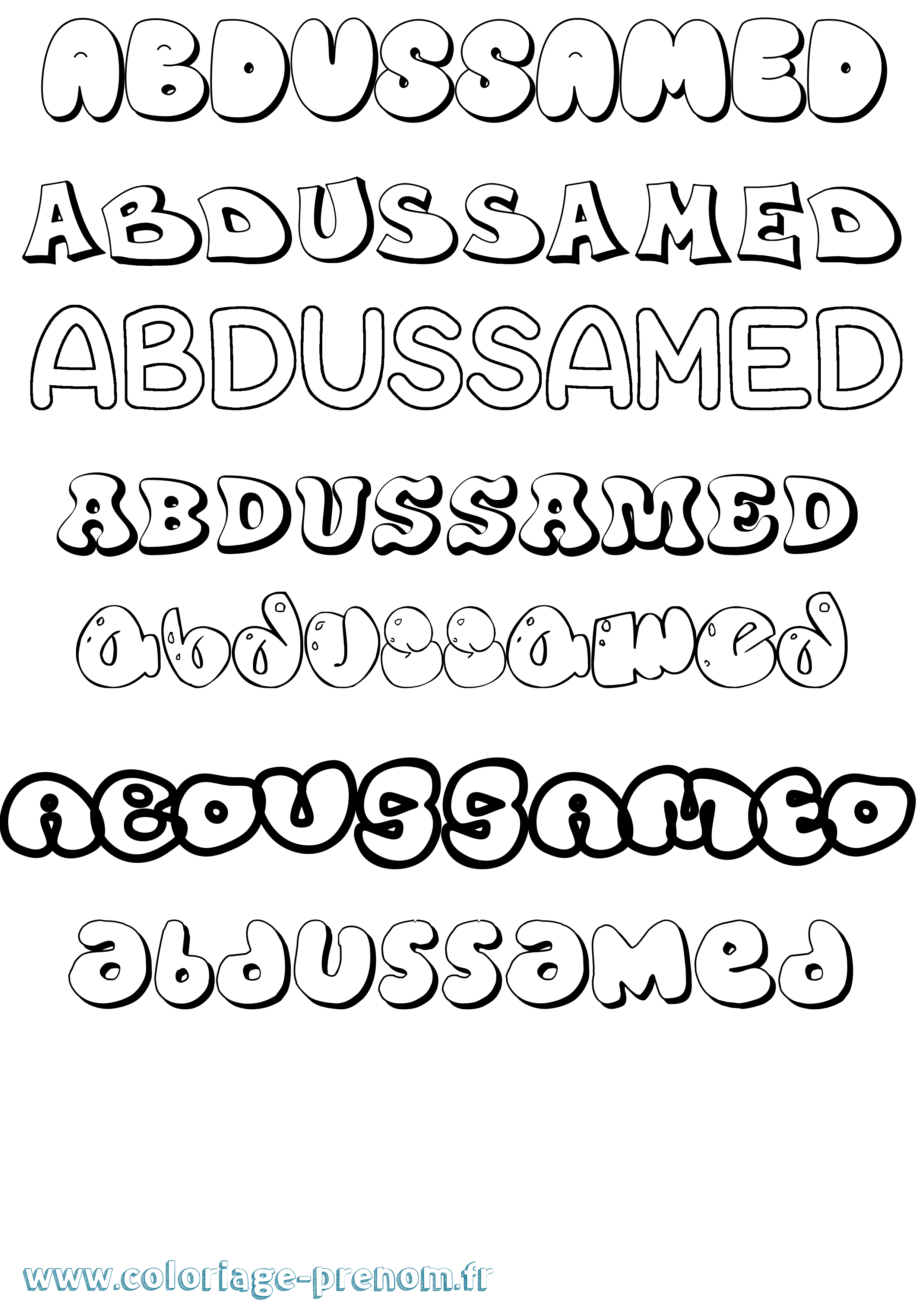 Coloriage prénom Abdussamed Bubble