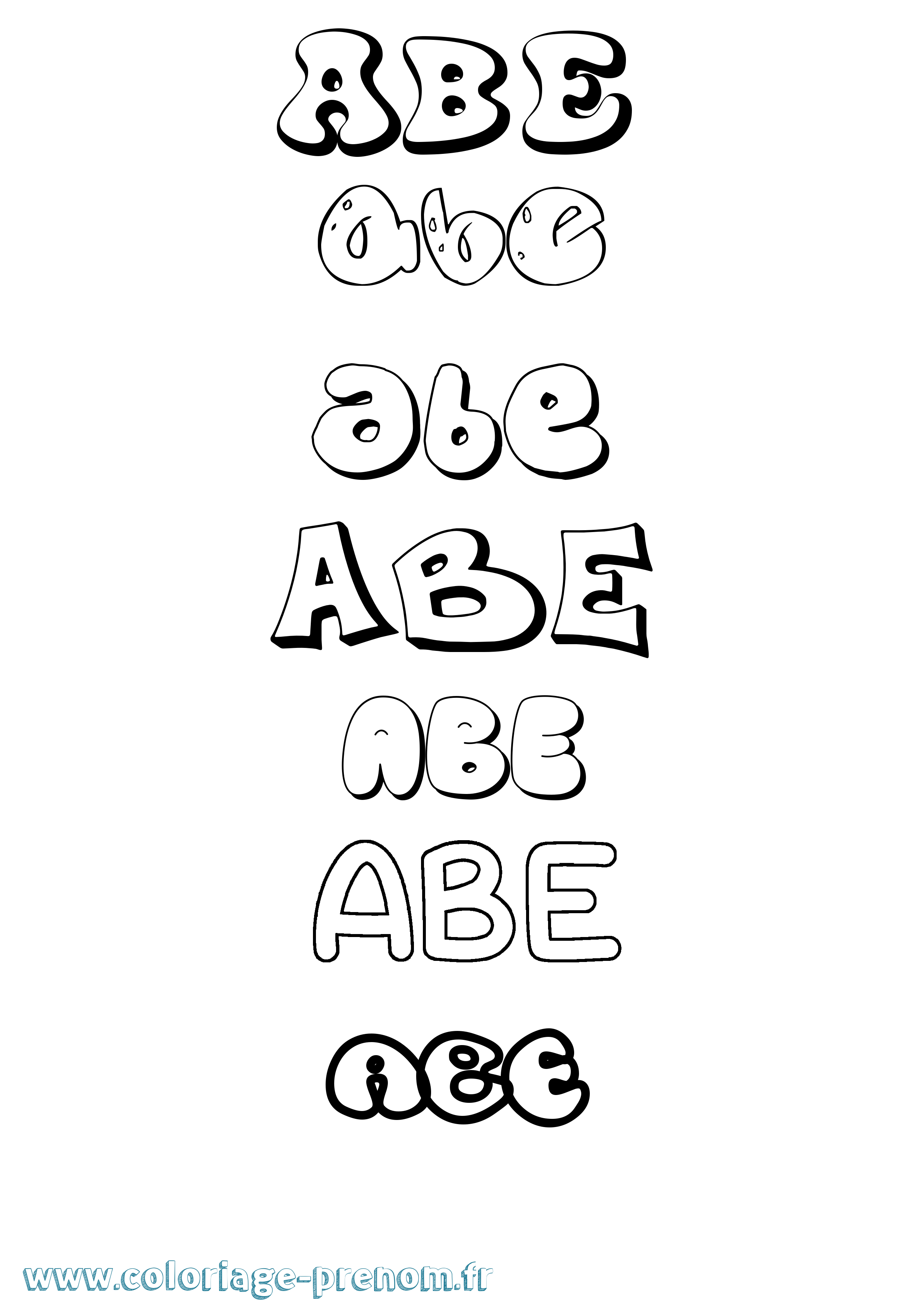 Coloriage prénom Abe Bubble