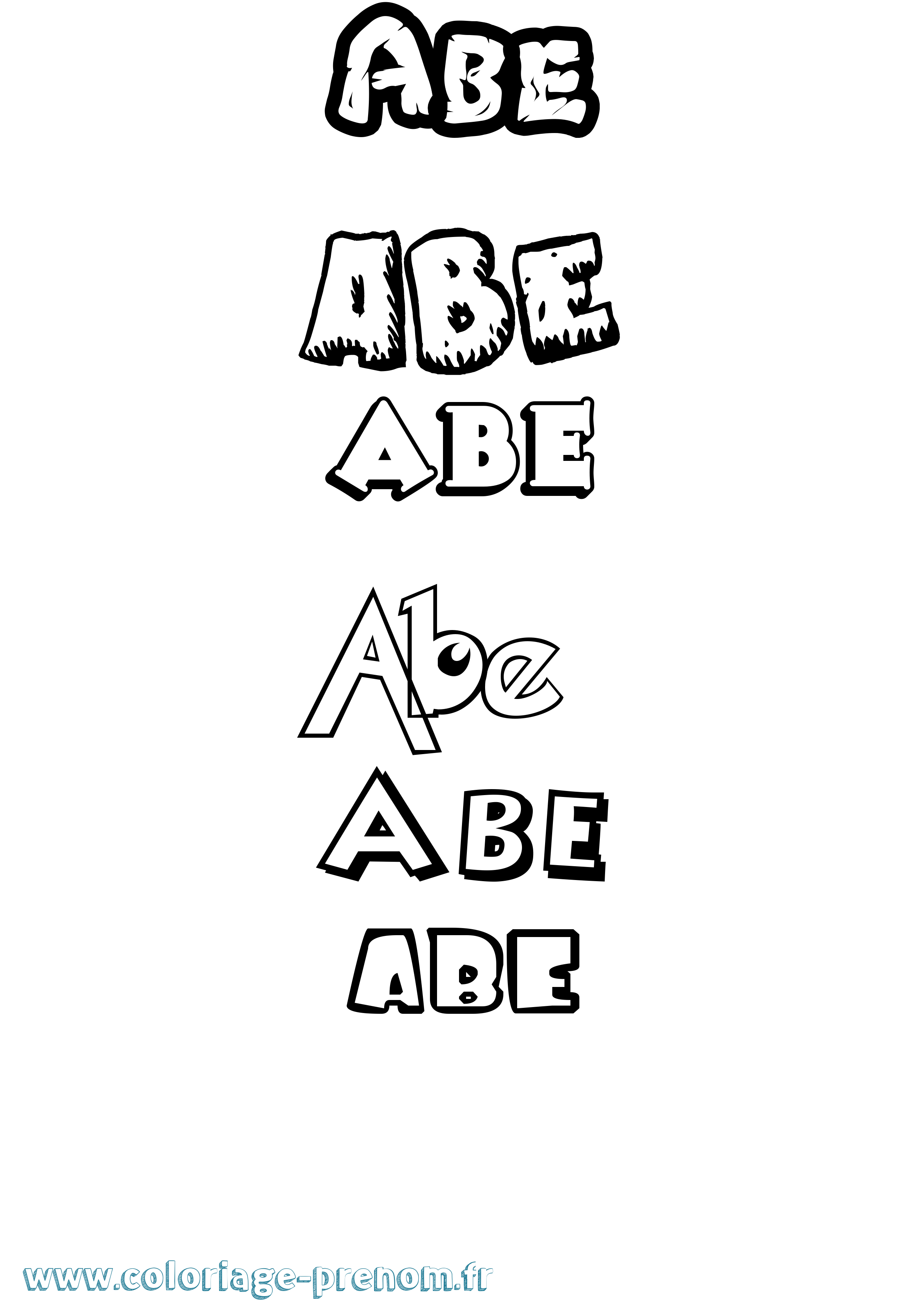Coloriage prénom Abe Dessin Animé