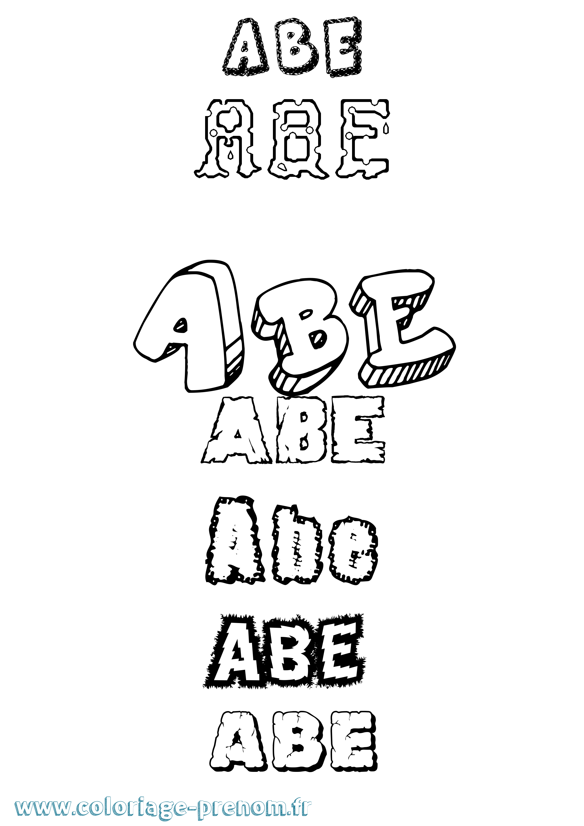 Coloriage prénom Abe Destructuré