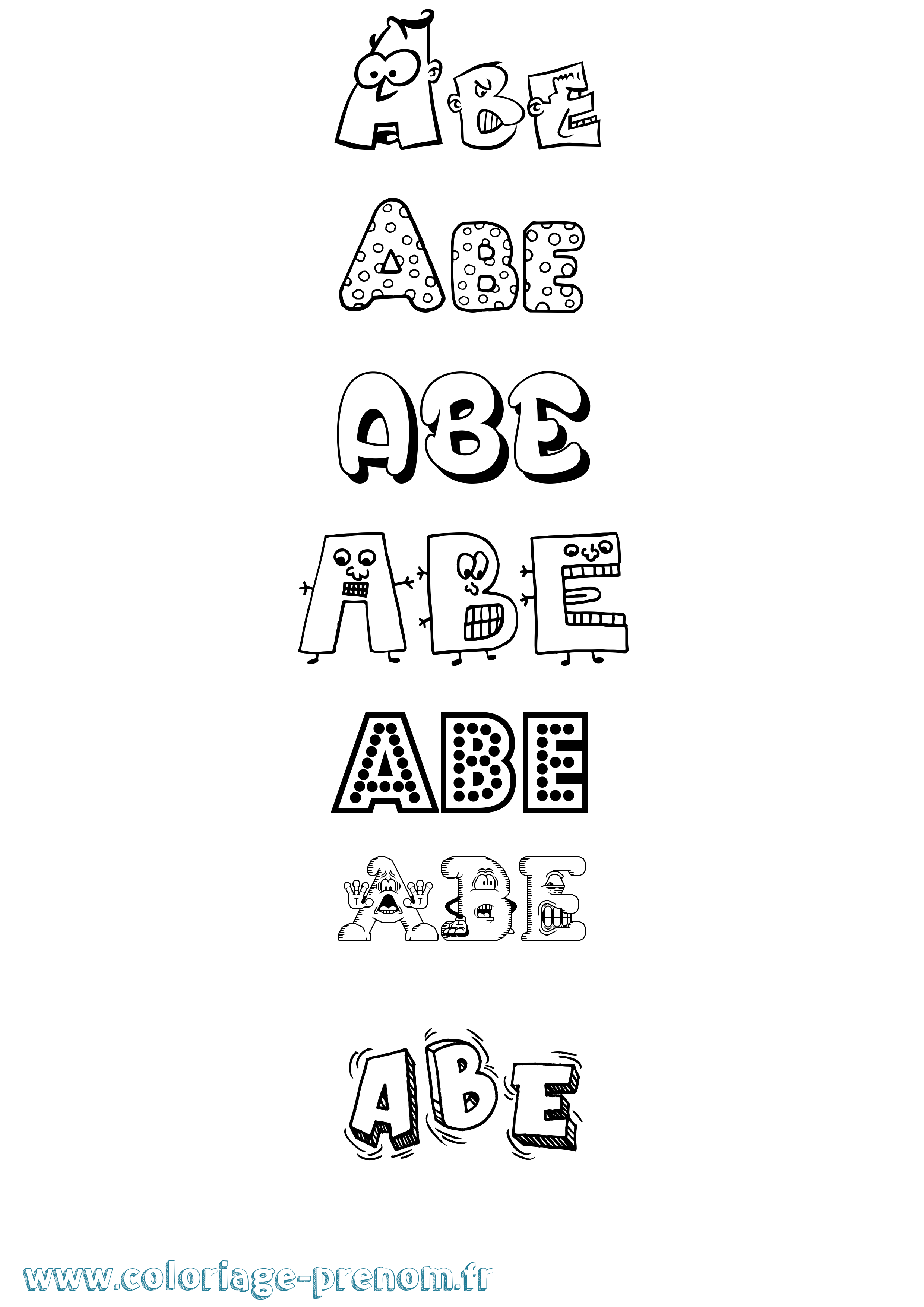 Coloriage prénom Abe Fun