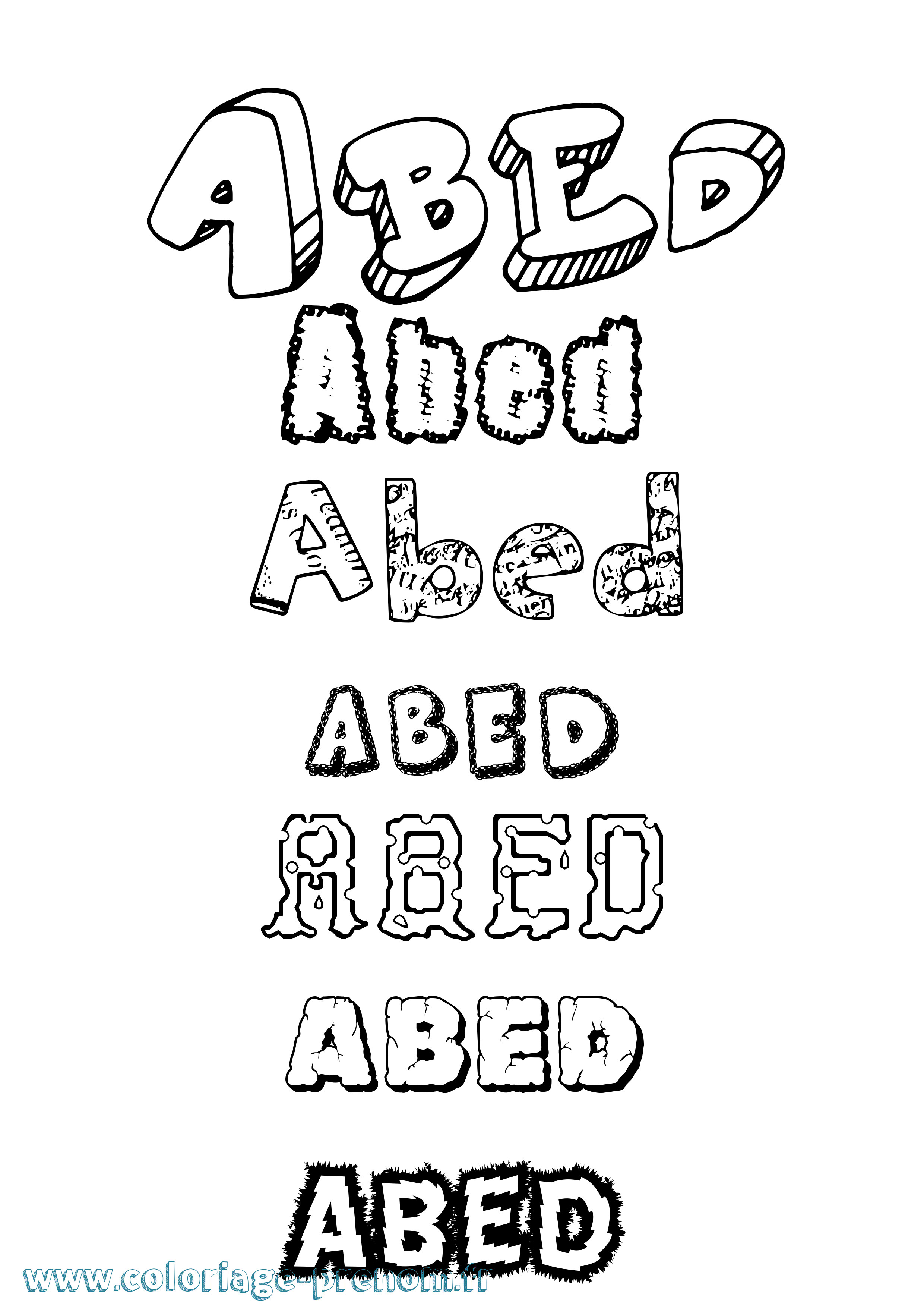 Coloriage prénom Abed Destructuré