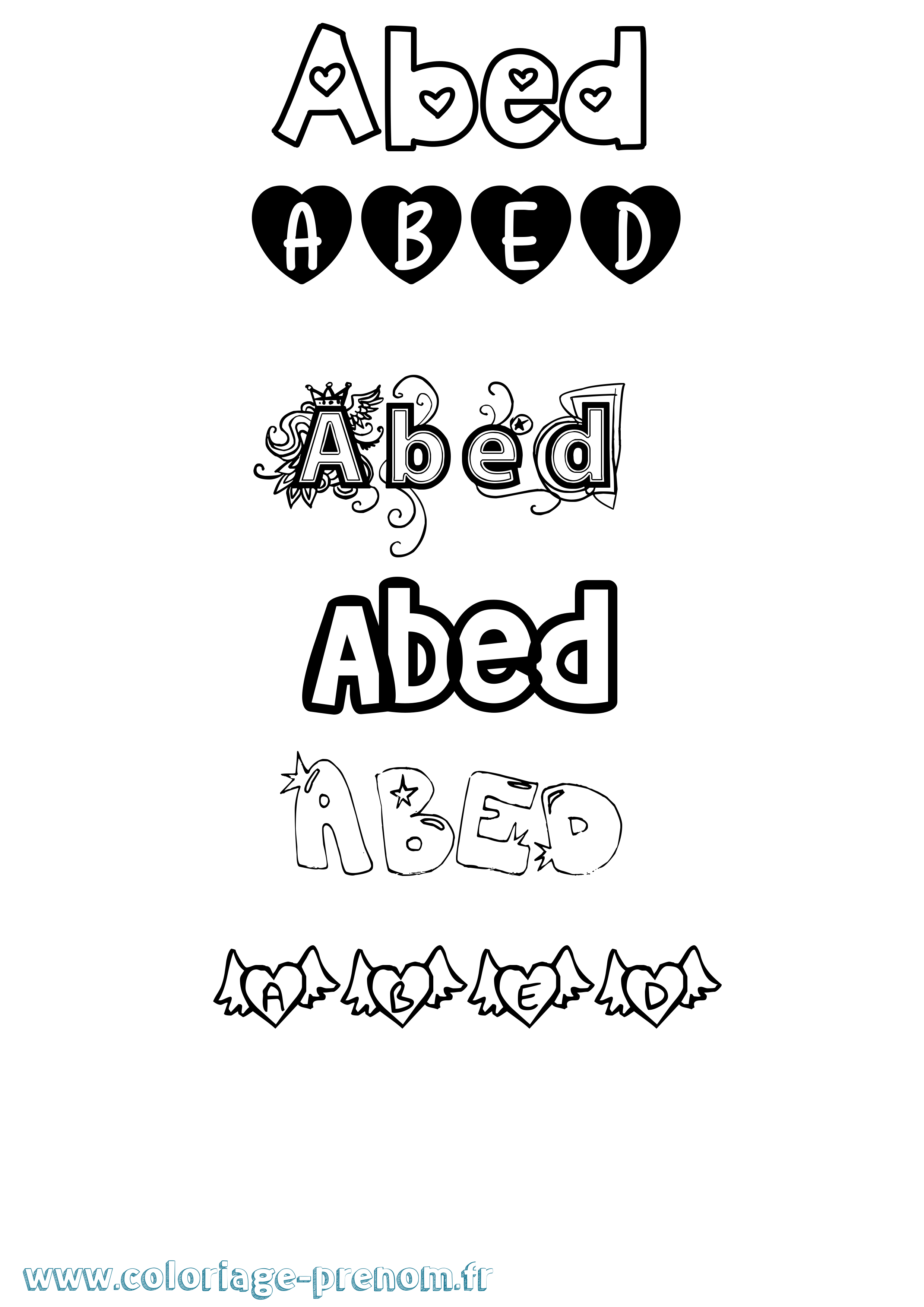 Coloriage prénom Abed Girly