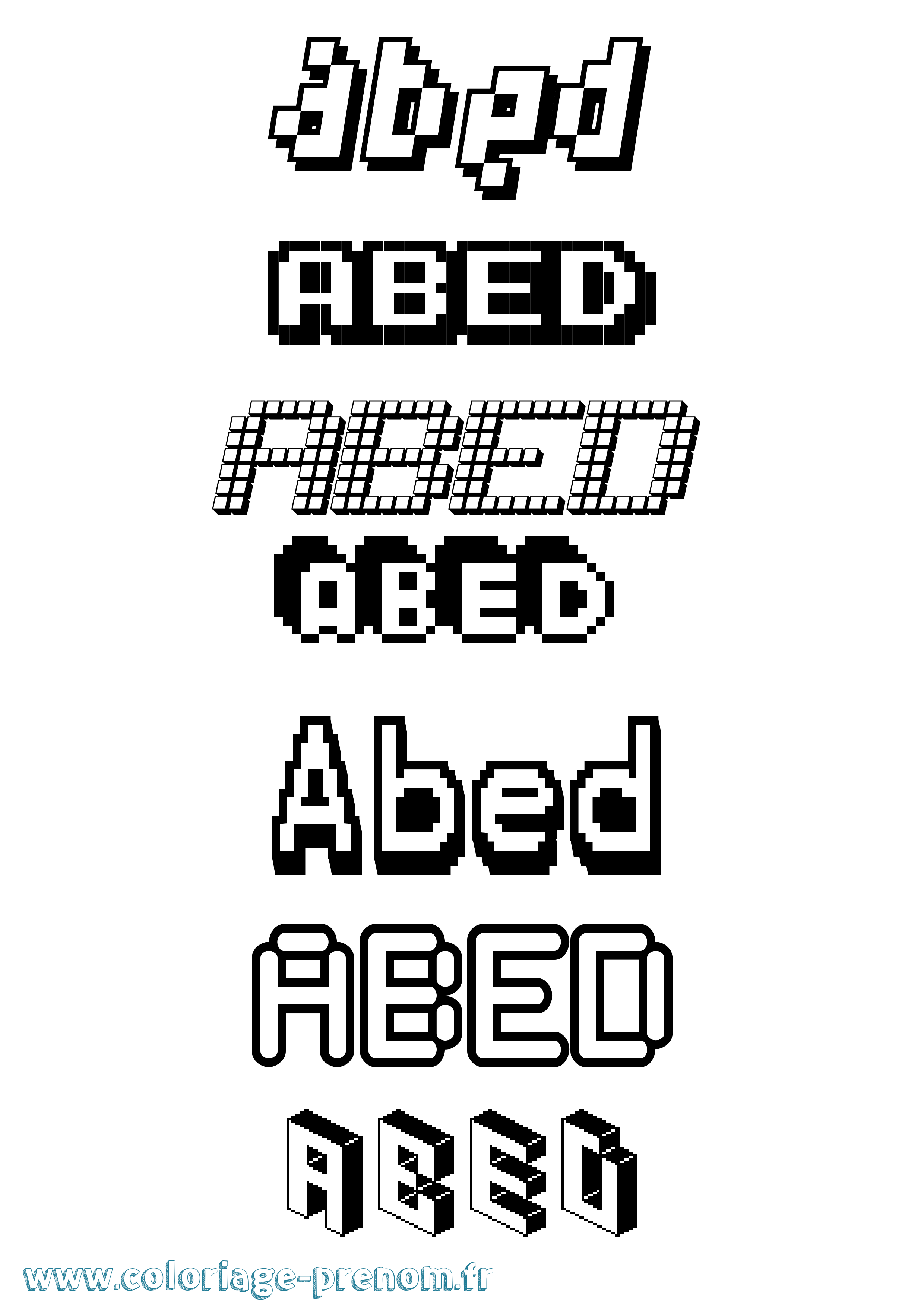 Coloriage prénom Abed Pixel