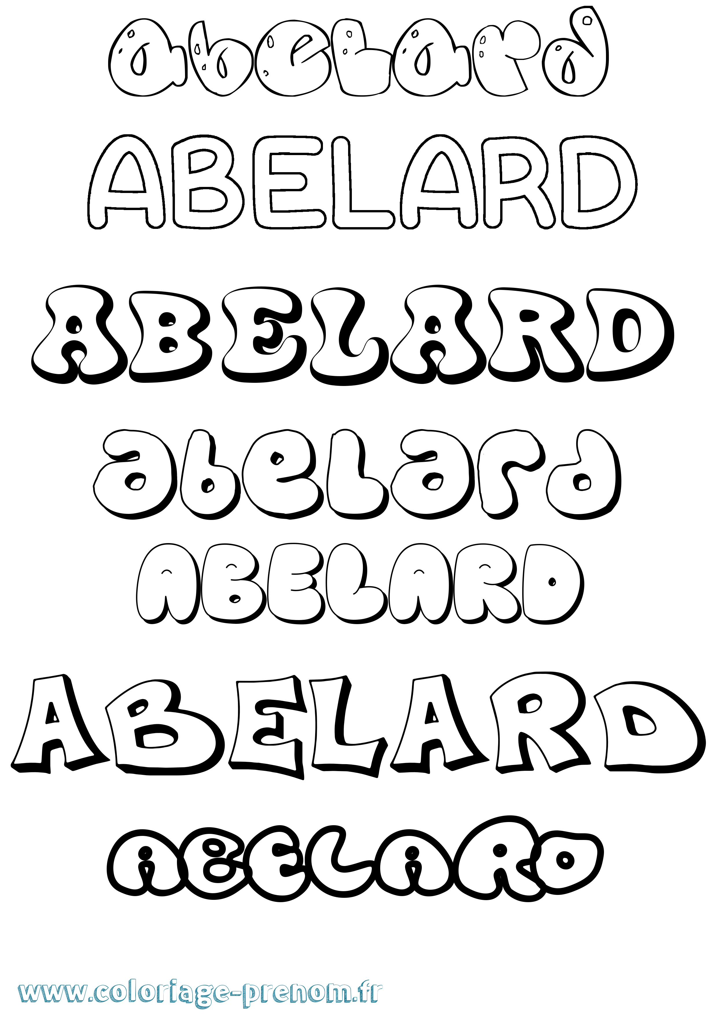Coloriage prénom Abelard Bubble