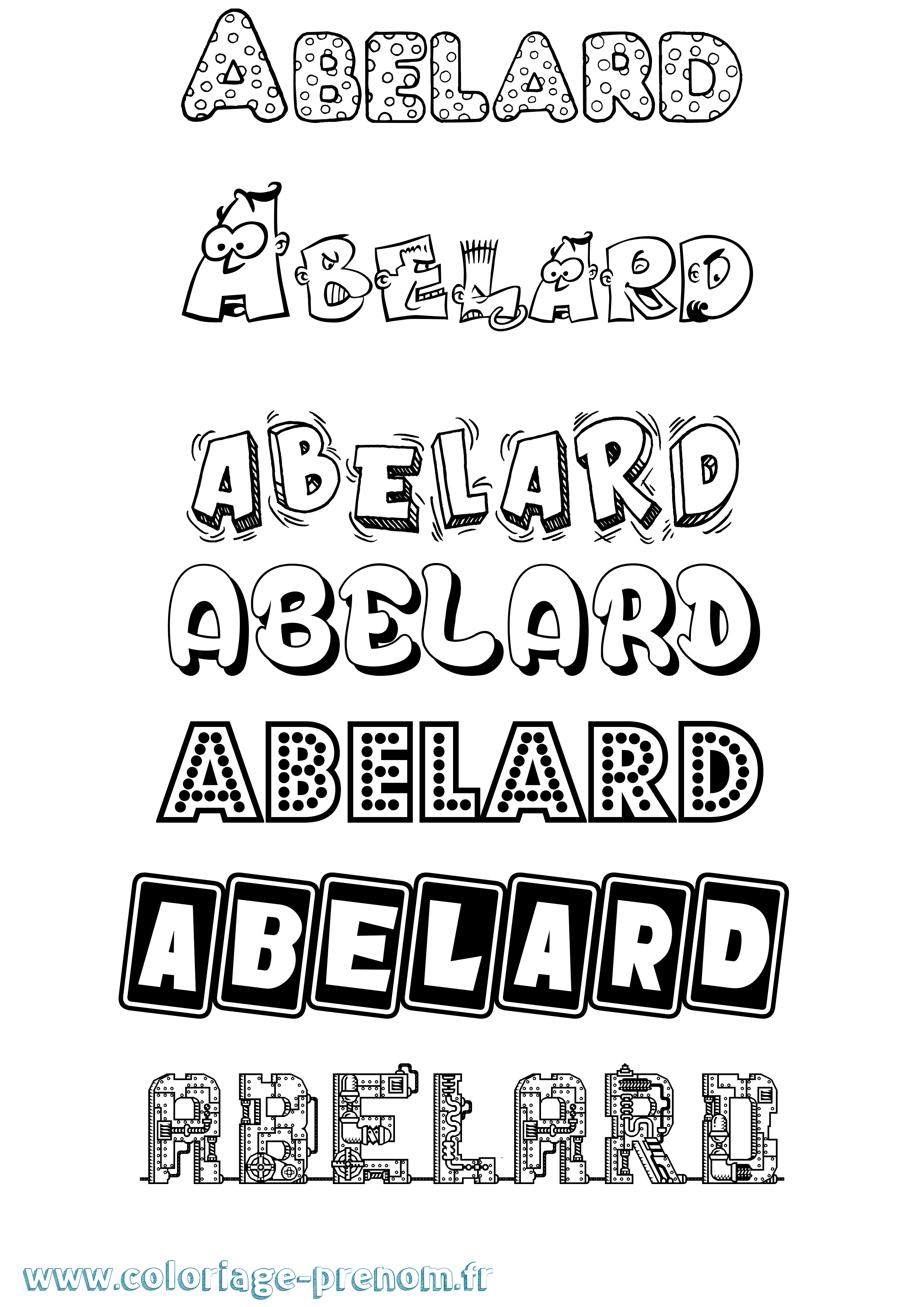 Coloriage prénom Abelard Fun