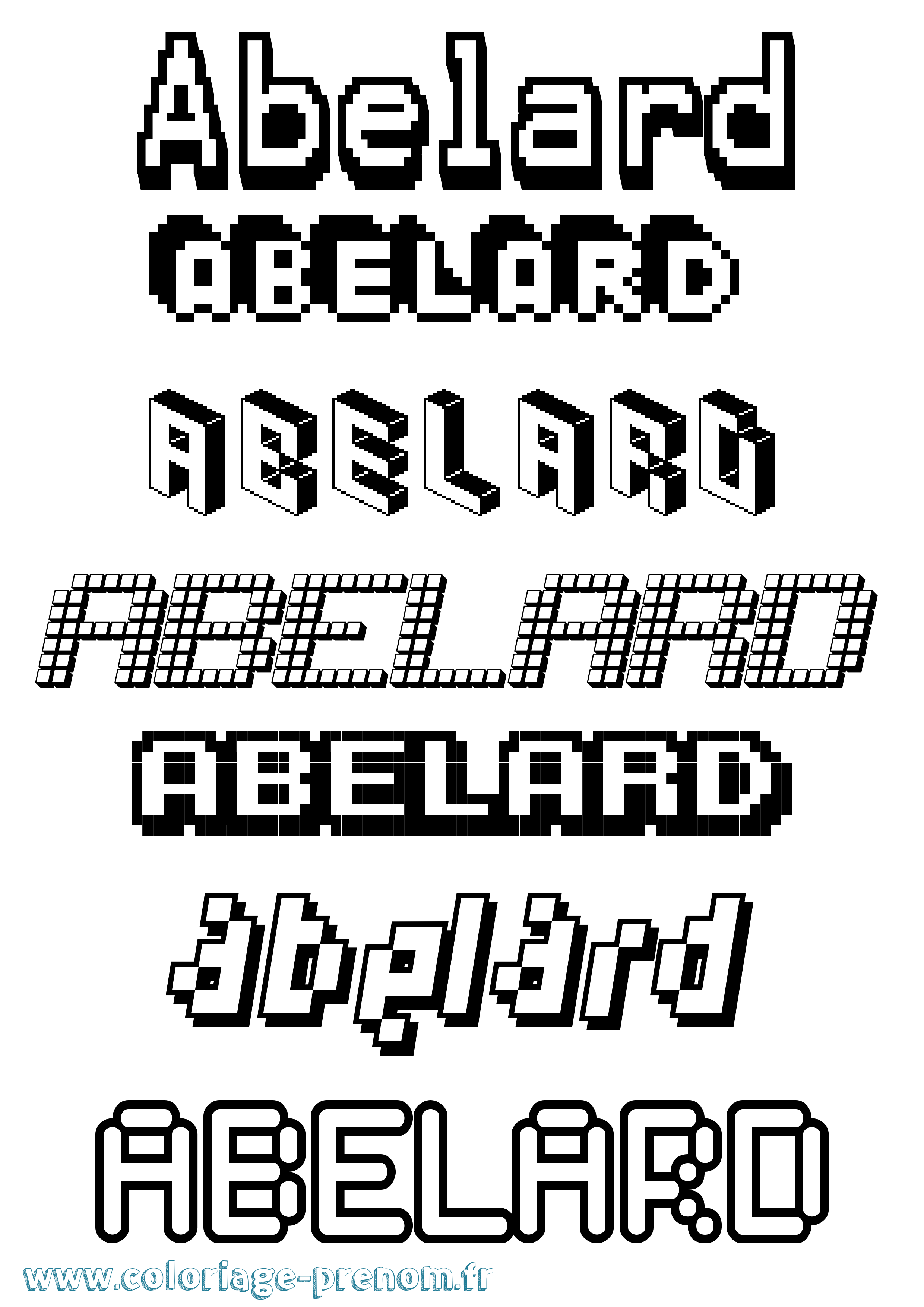 Coloriage prénom Abelard Pixel