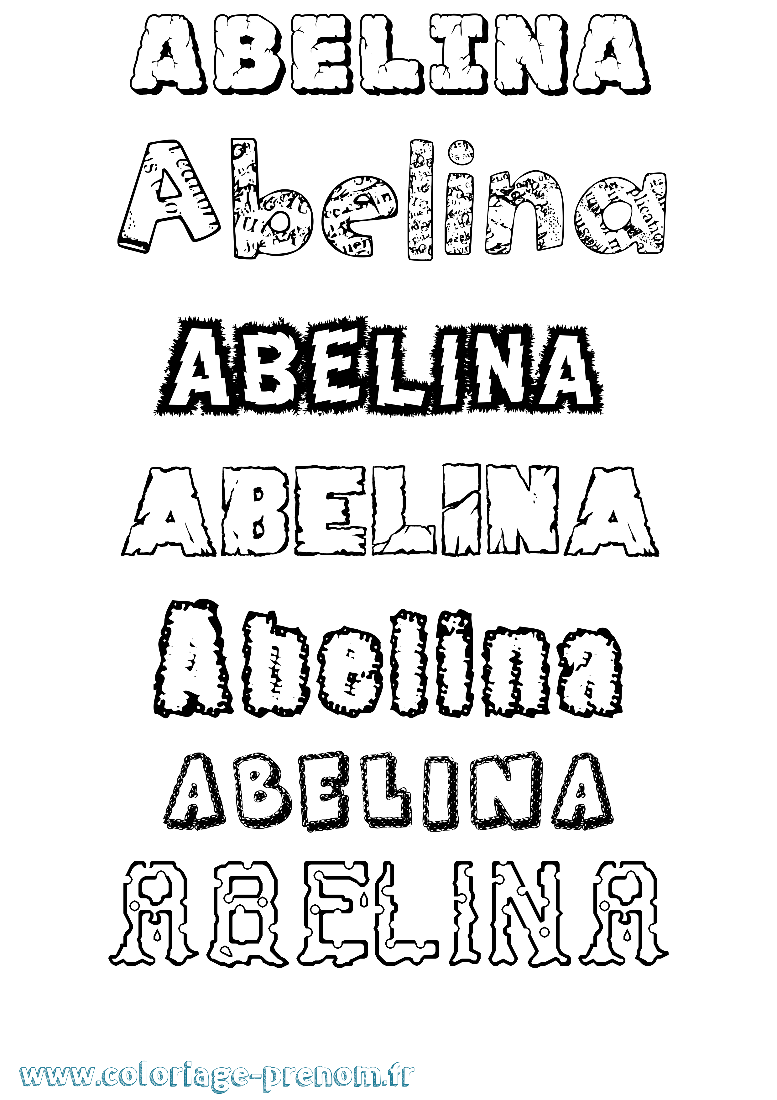 Coloriage prénom Abelina Destructuré