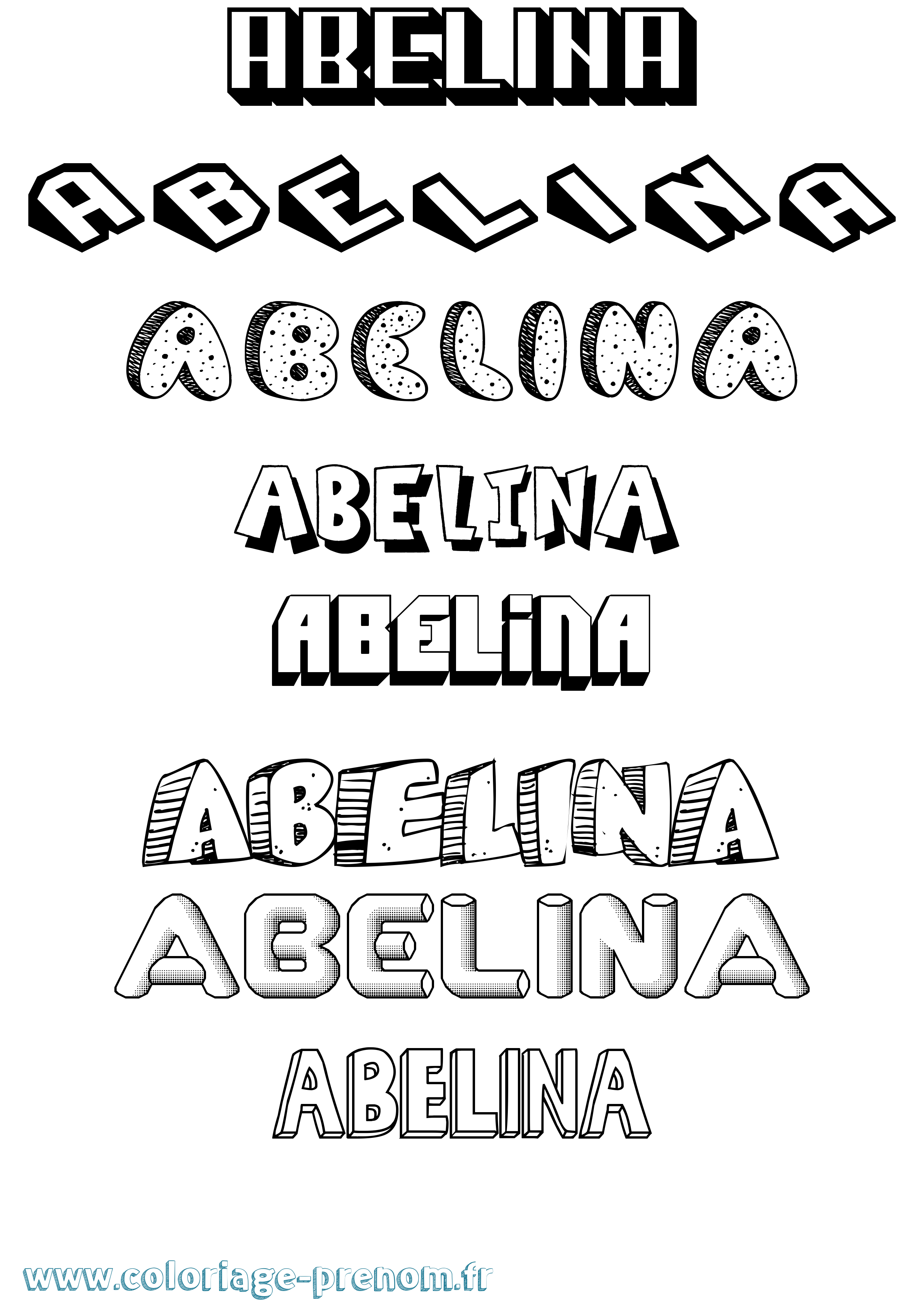 Coloriage prénom Abelina Effet 3D