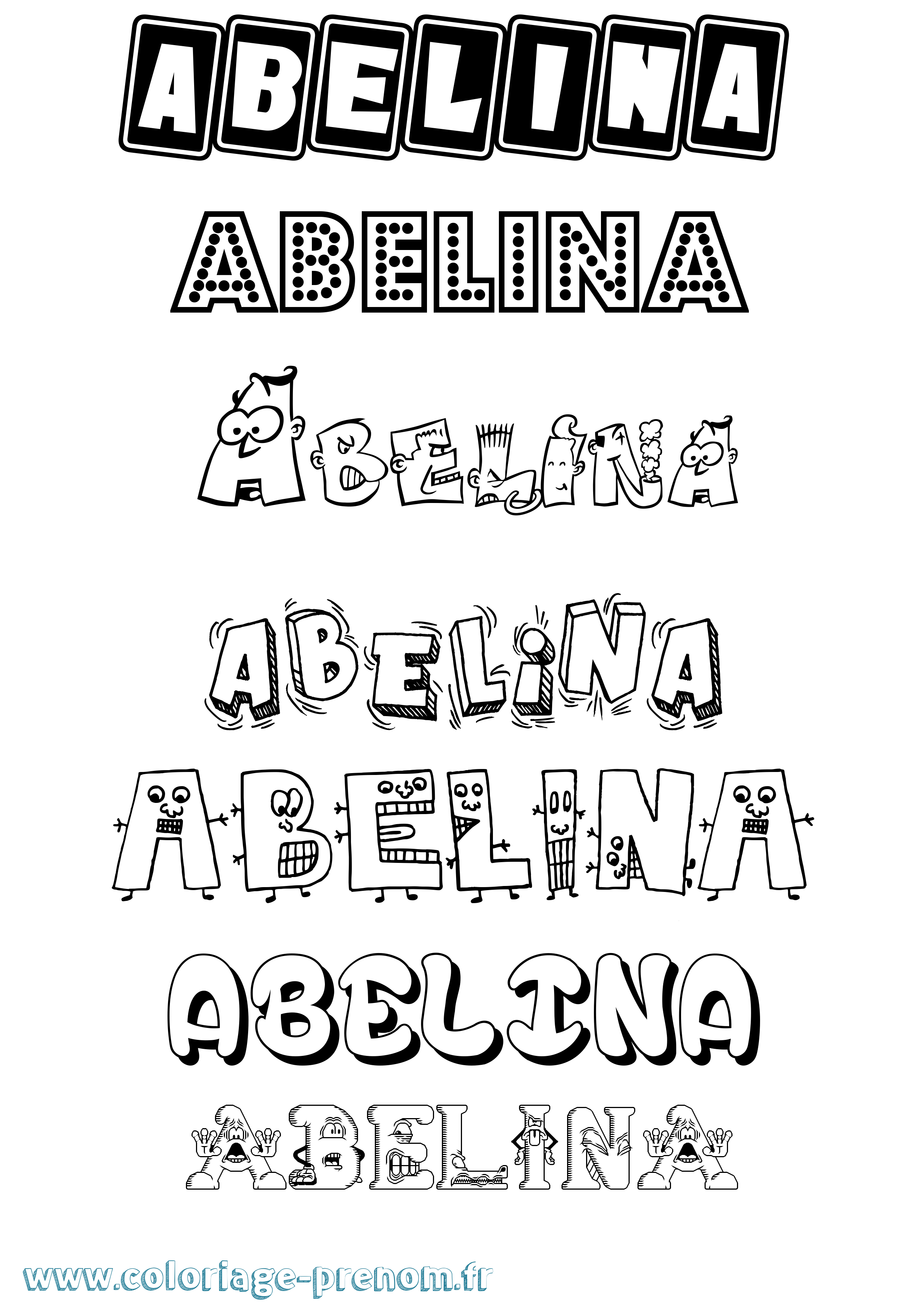 Coloriage prénom Abelina Fun