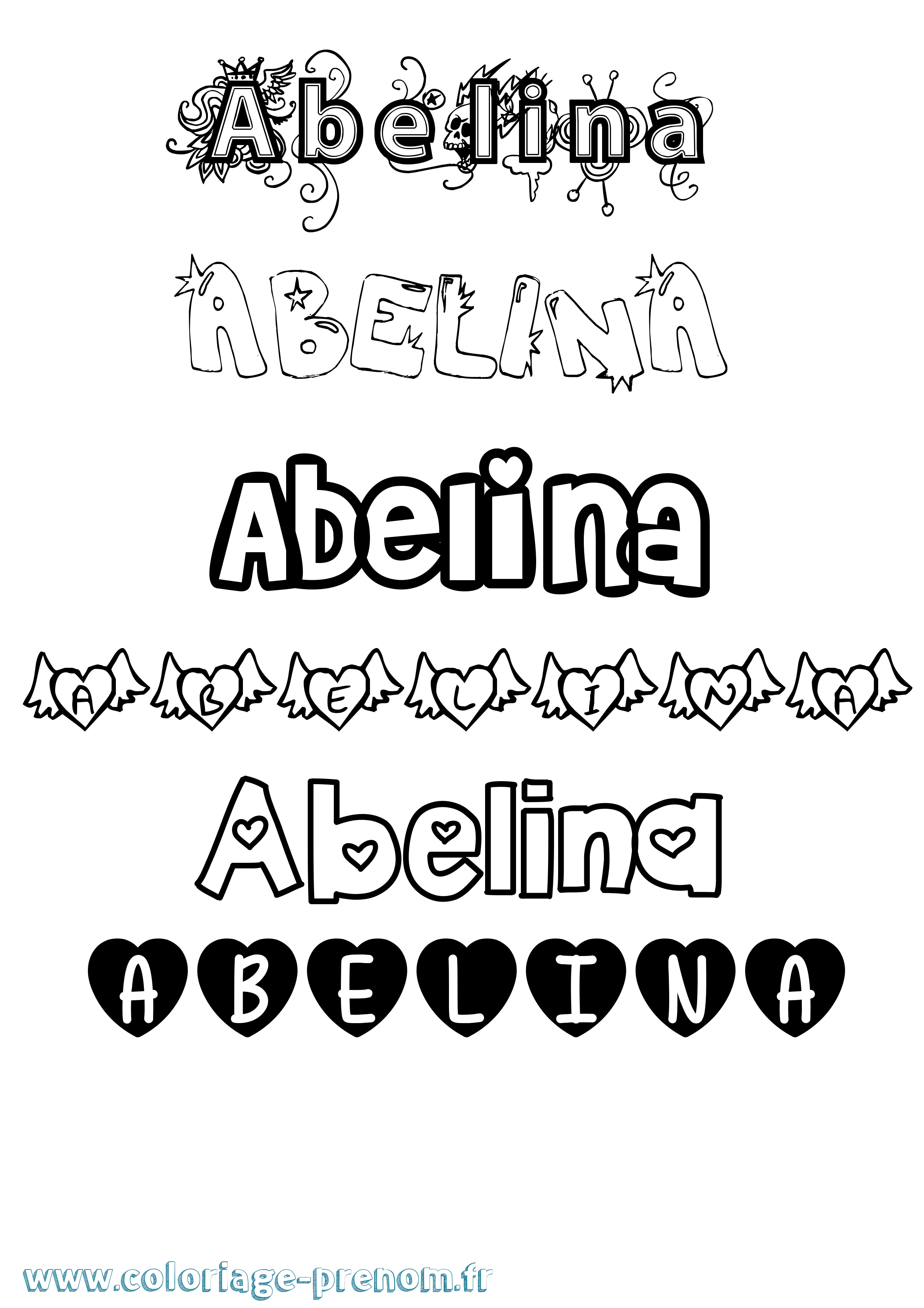 Coloriage prénom Abelina Girly