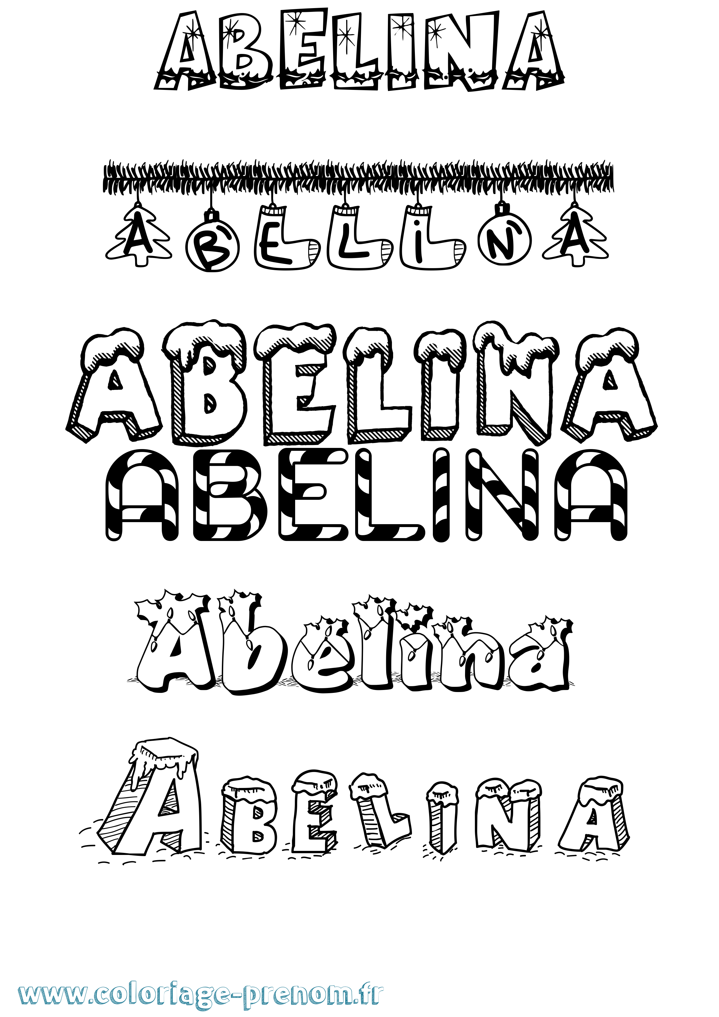 Coloriage prénom Abelina Noël