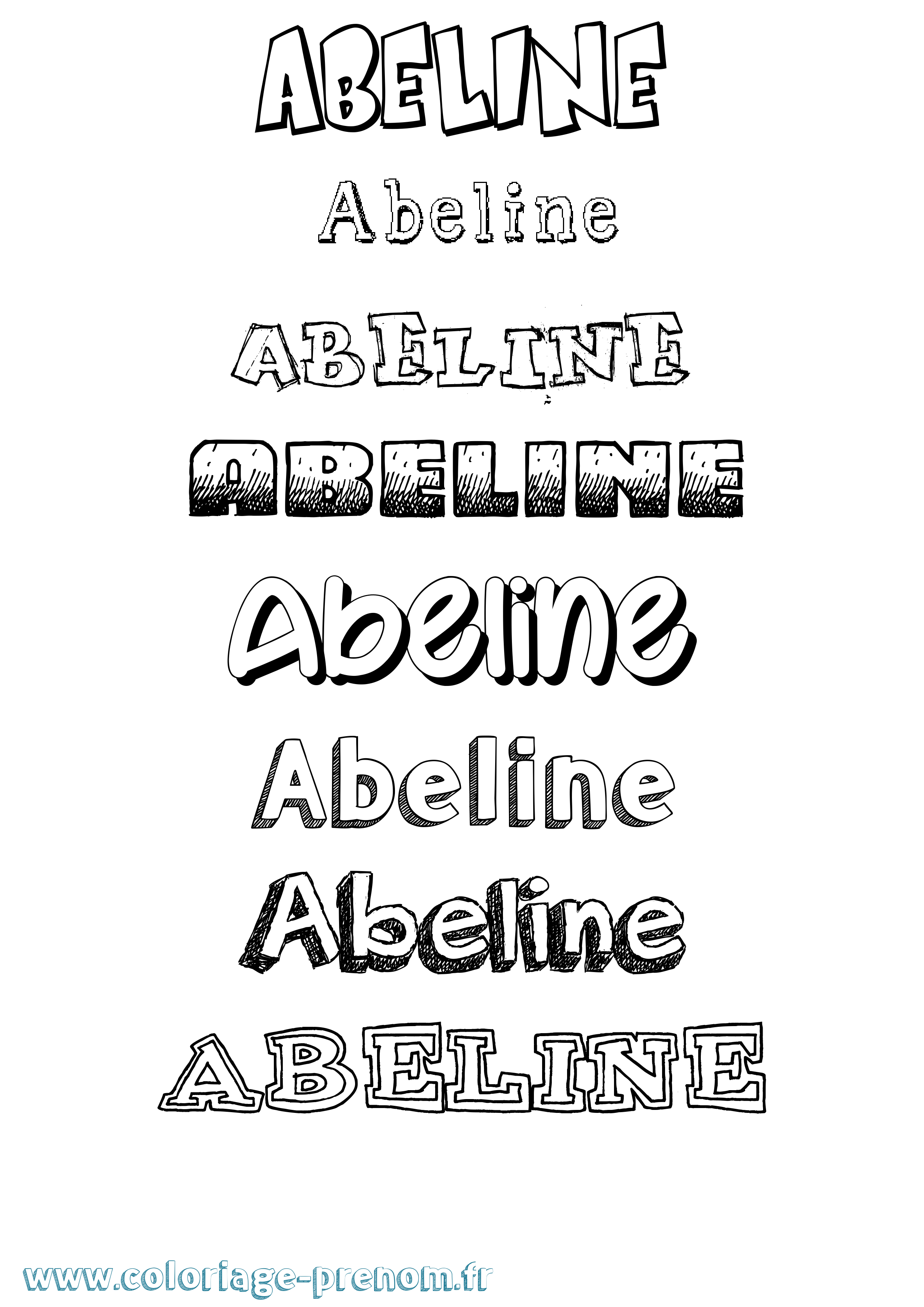 Coloriage prénom Abeline Dessiné