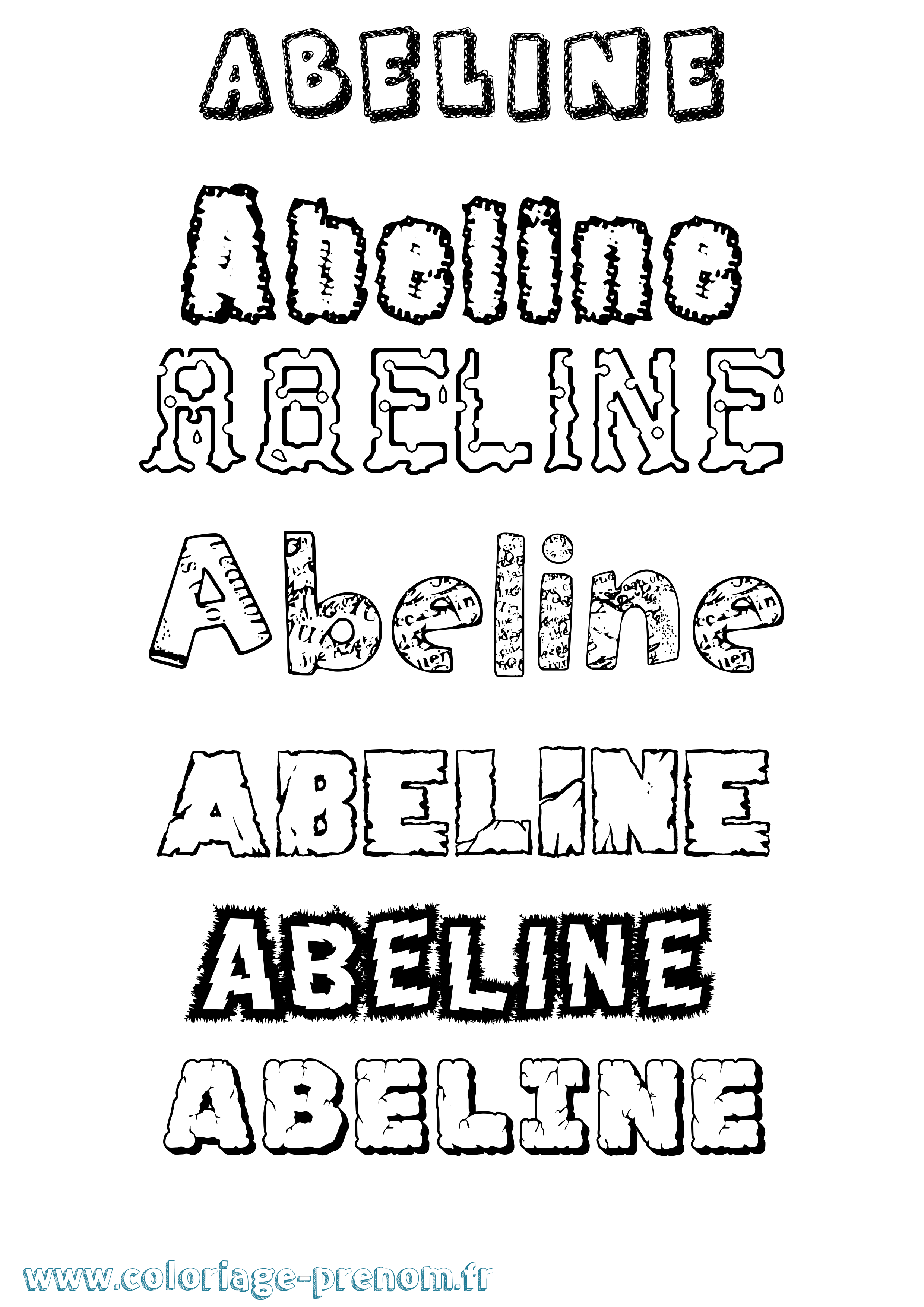 Coloriage prénom Abeline Destructuré
