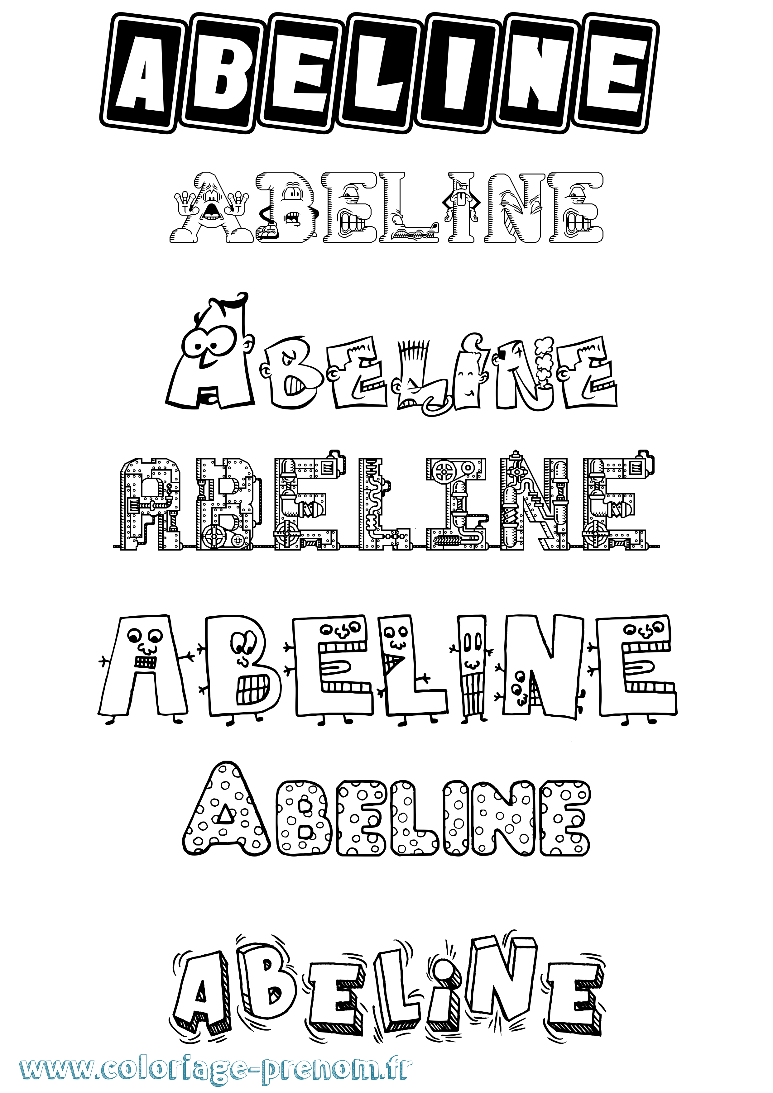 Coloriage prénom Abeline Fun