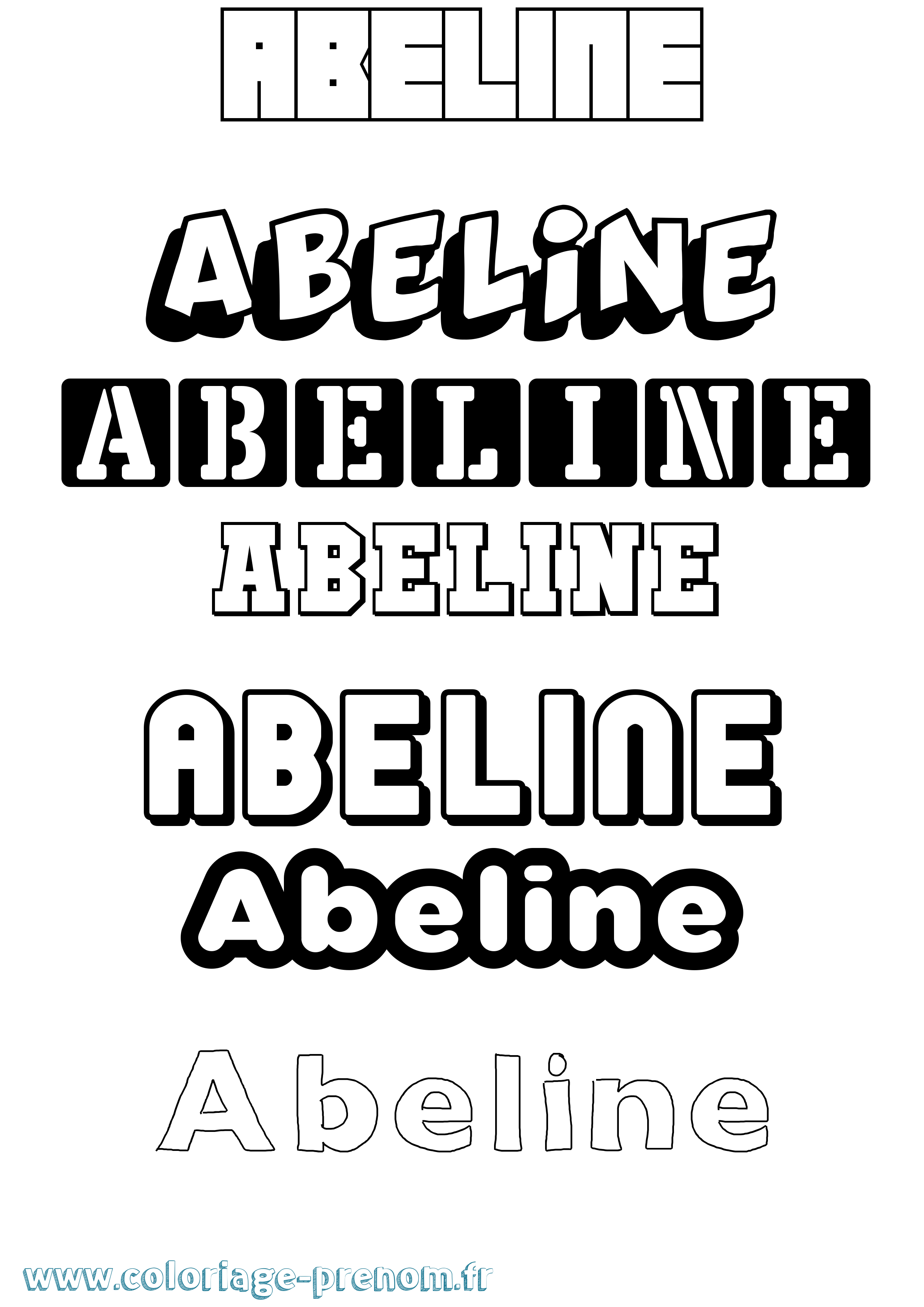 Coloriage prénom Abeline Simple