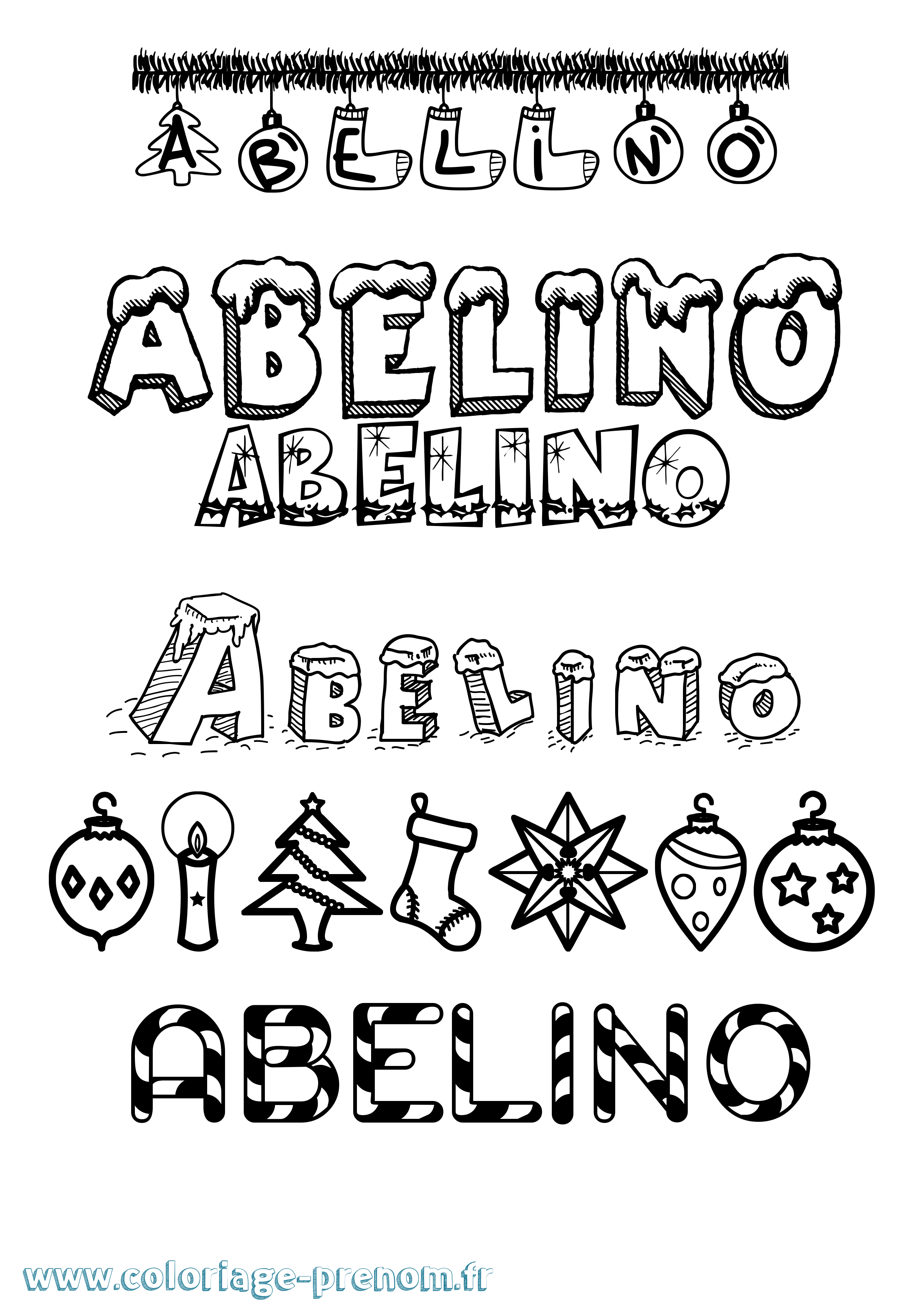 Coloriage prénom Abelino Noël