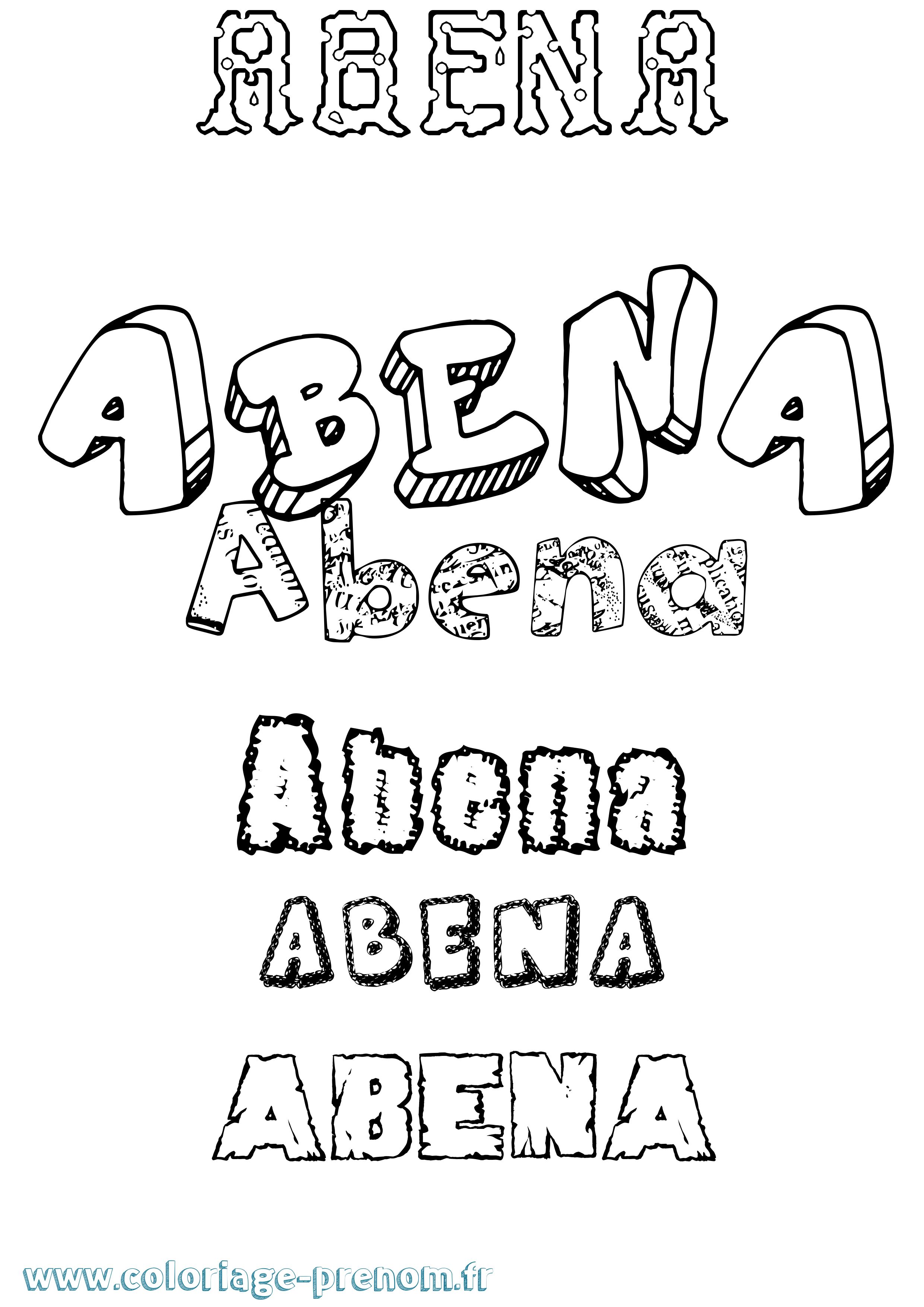 Coloriage Abena Destructuré Coloriage prénom Abena Destructuré