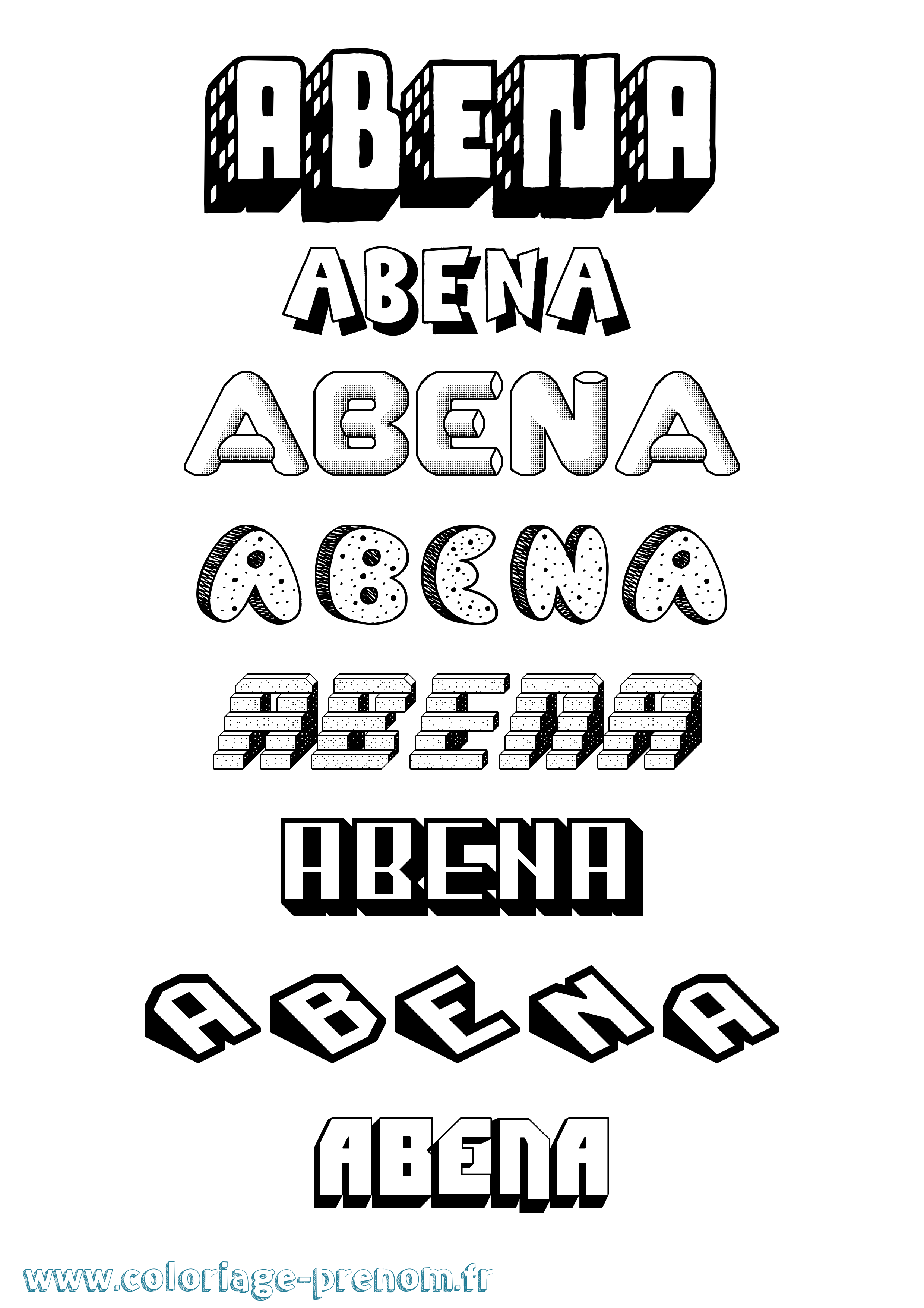 Coloriage Abena Effet 3D Coloriage prénom Abena Effet 3D