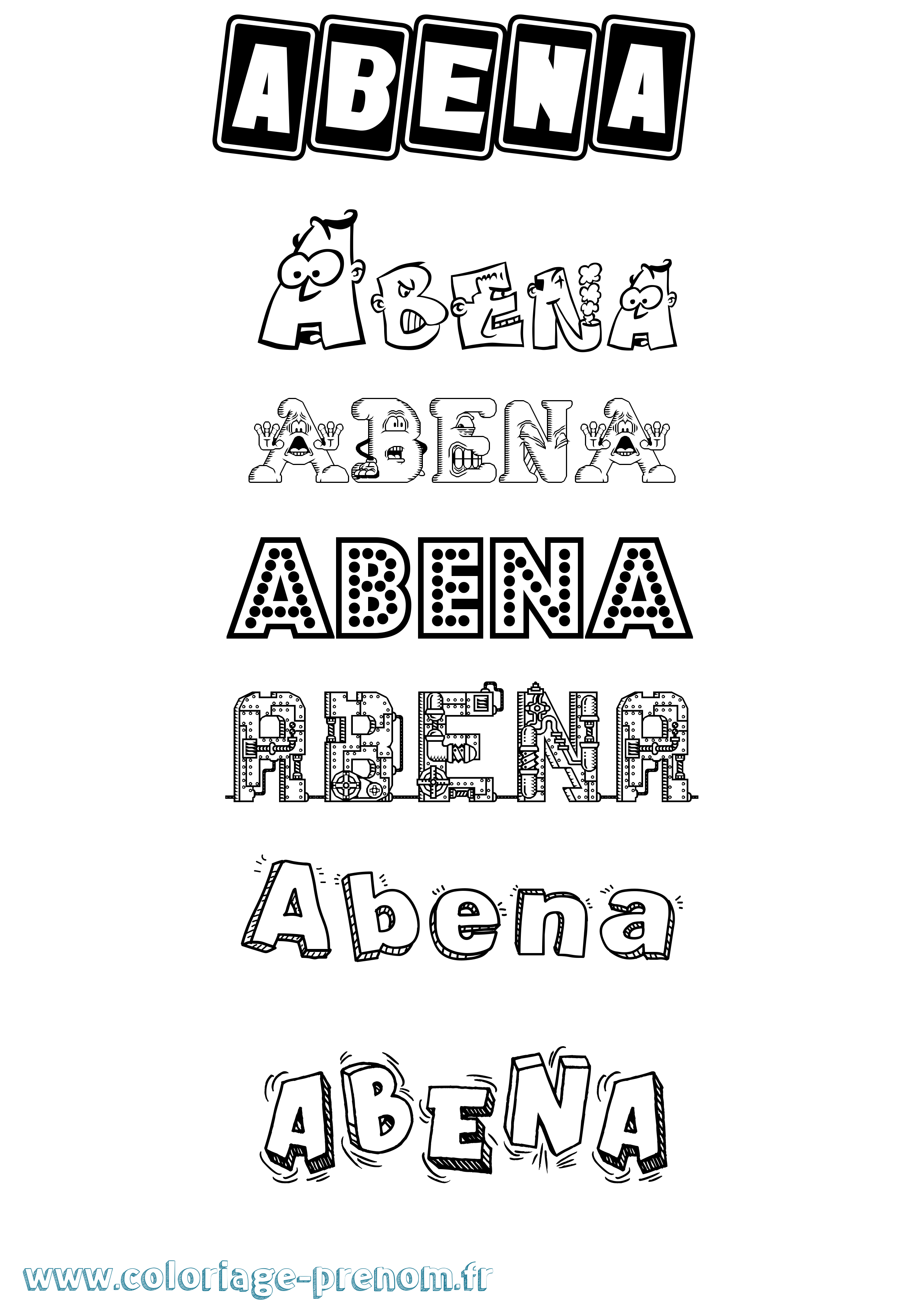 Coloriage Abena Fun Coloriage prénom Abena Fun