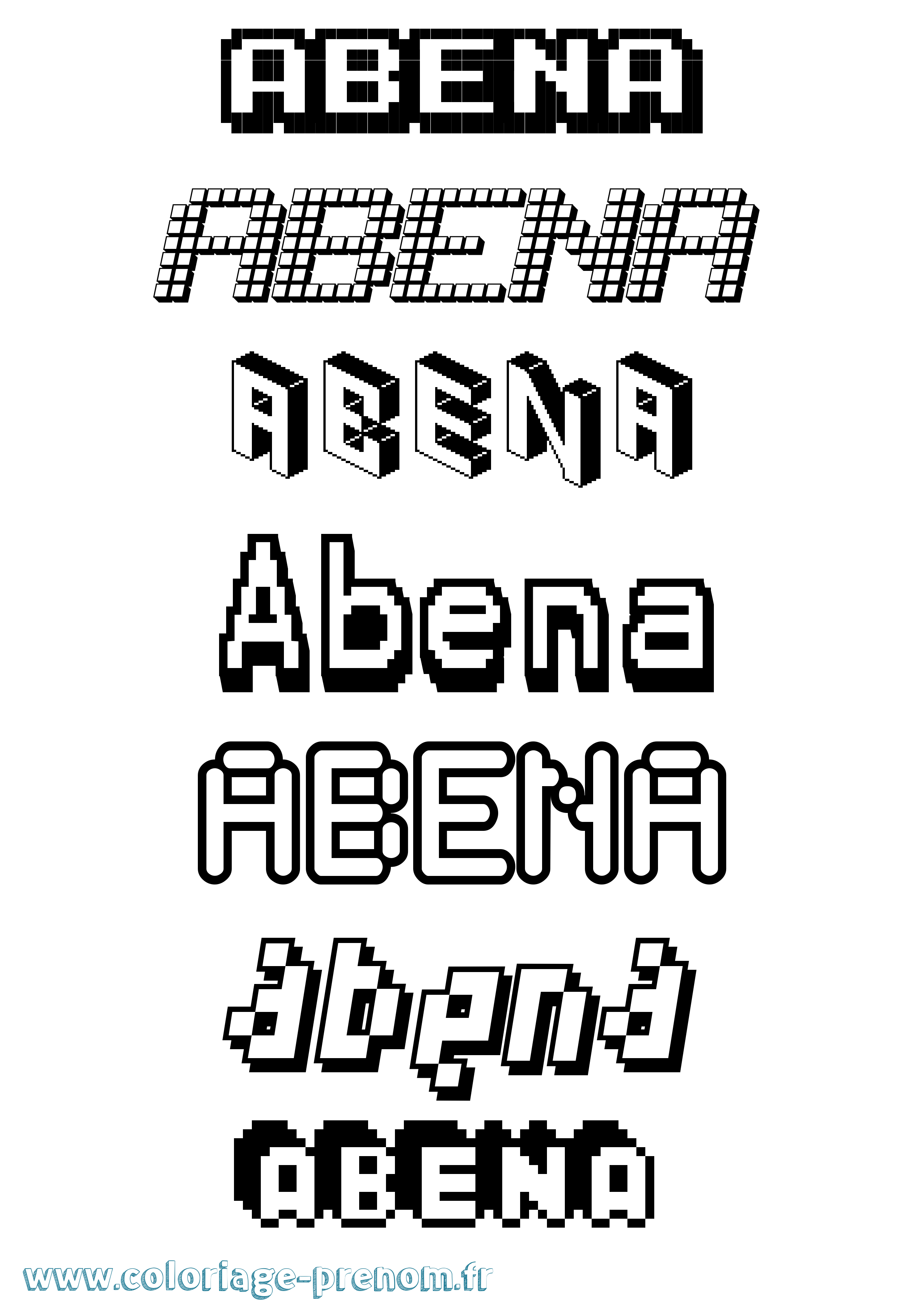 Coloriage Abena Pixel Coloriage prénom Abena Pixel