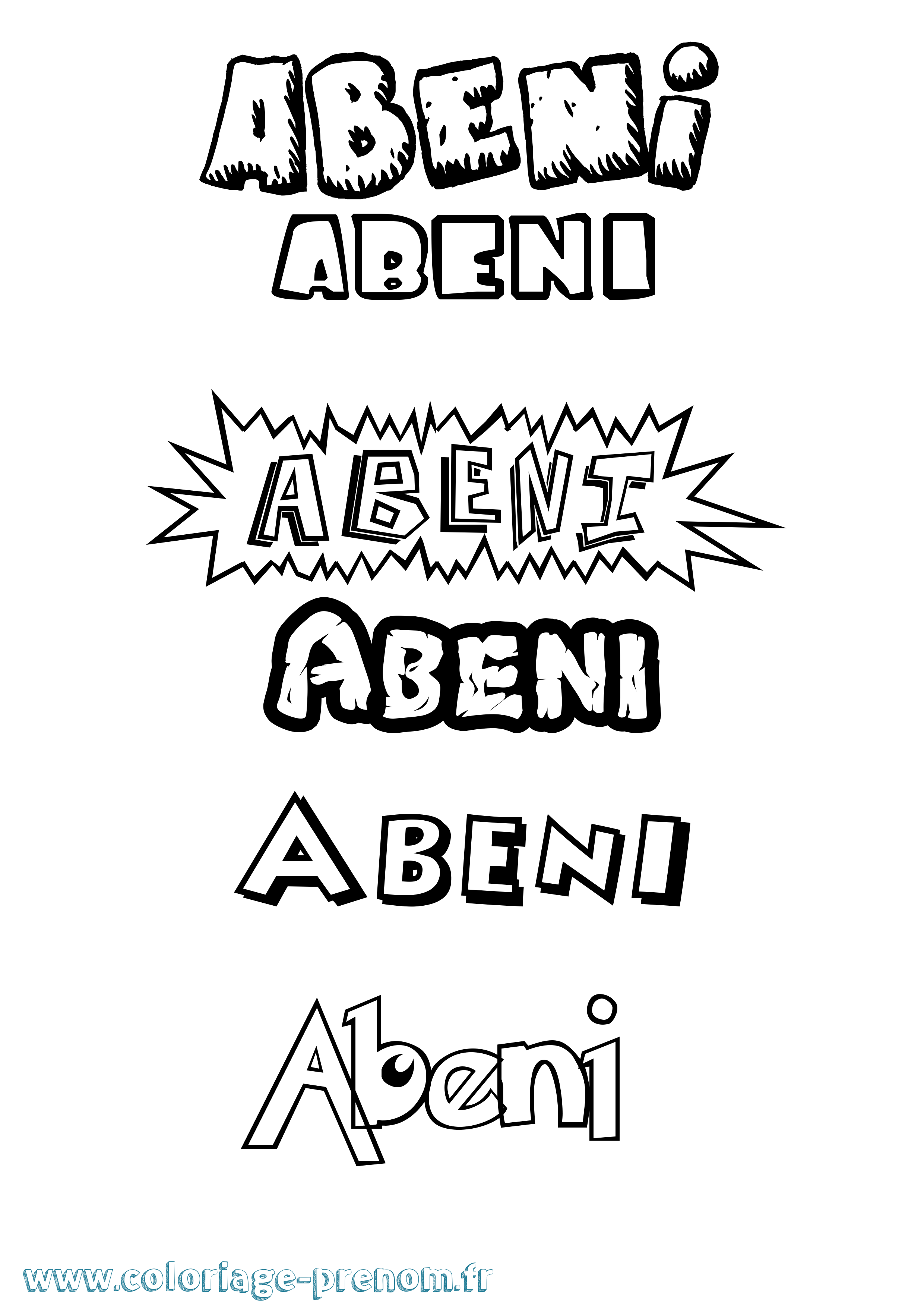 Coloriage Abeni Dessin Animé Coloriage prénom Abeni Dessin Animé