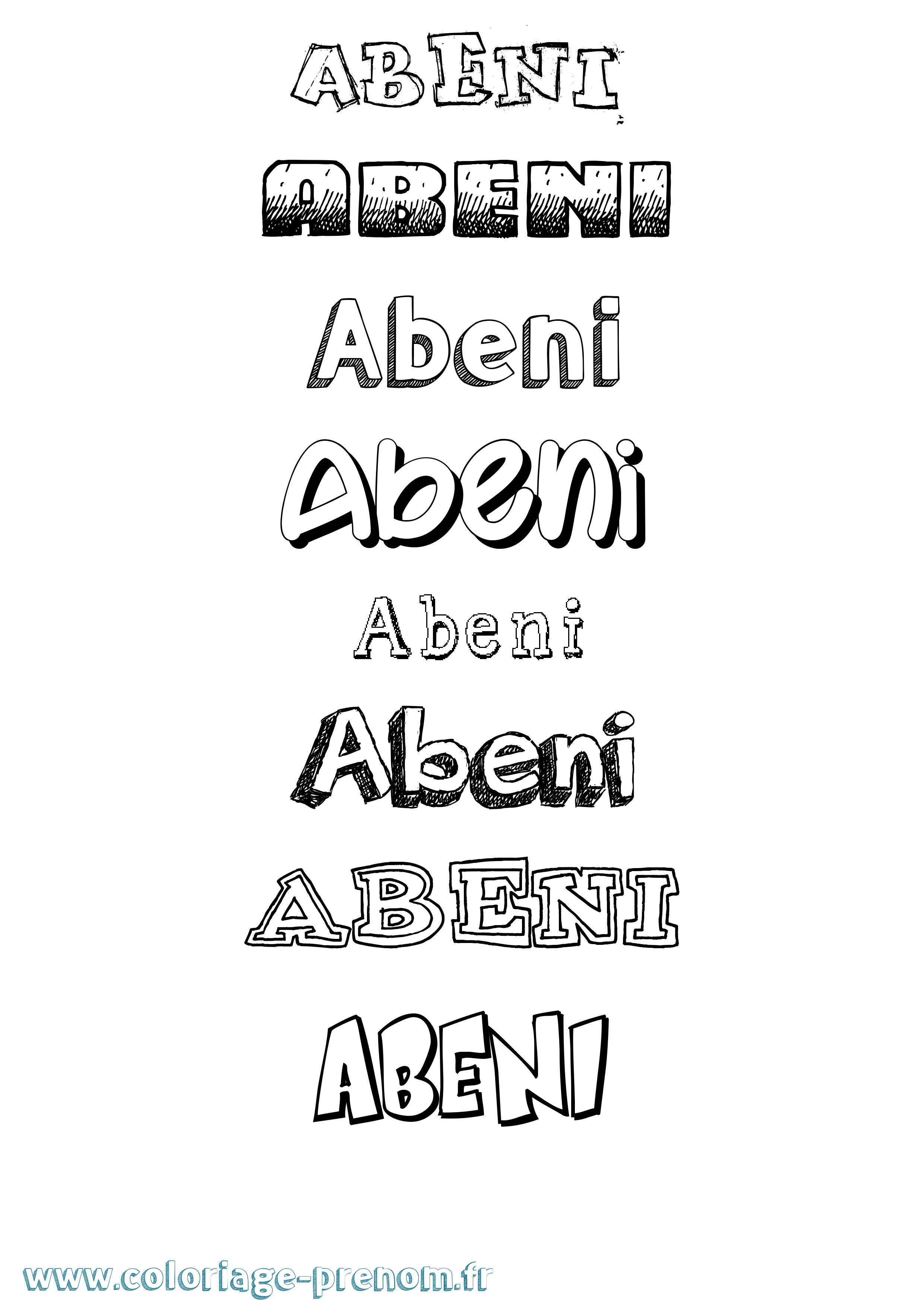 Coloriage prénom Abeni Dessiné
