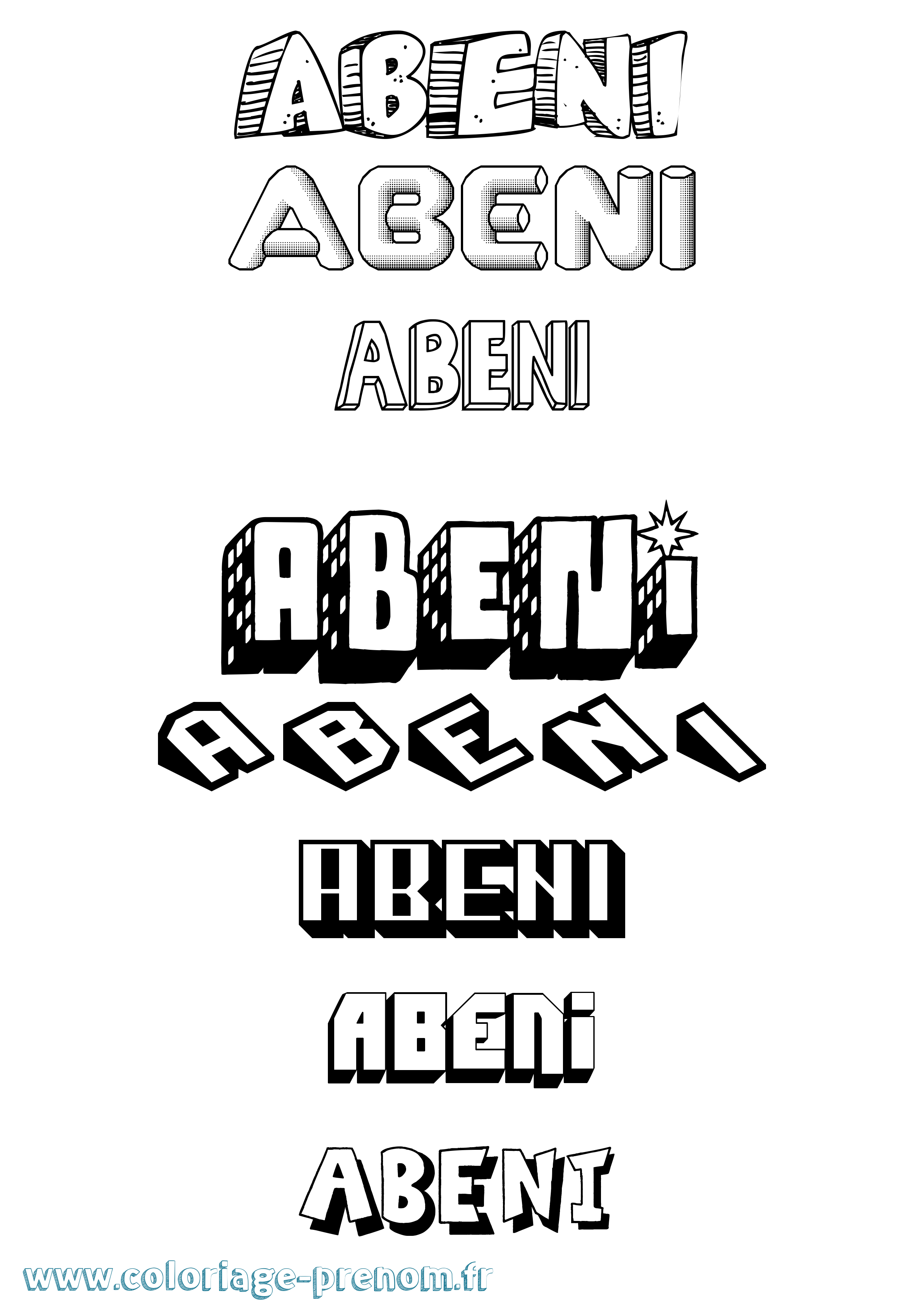 Coloriage Abeni Effet 3D Coloriage prénom Abeni Effet 3D