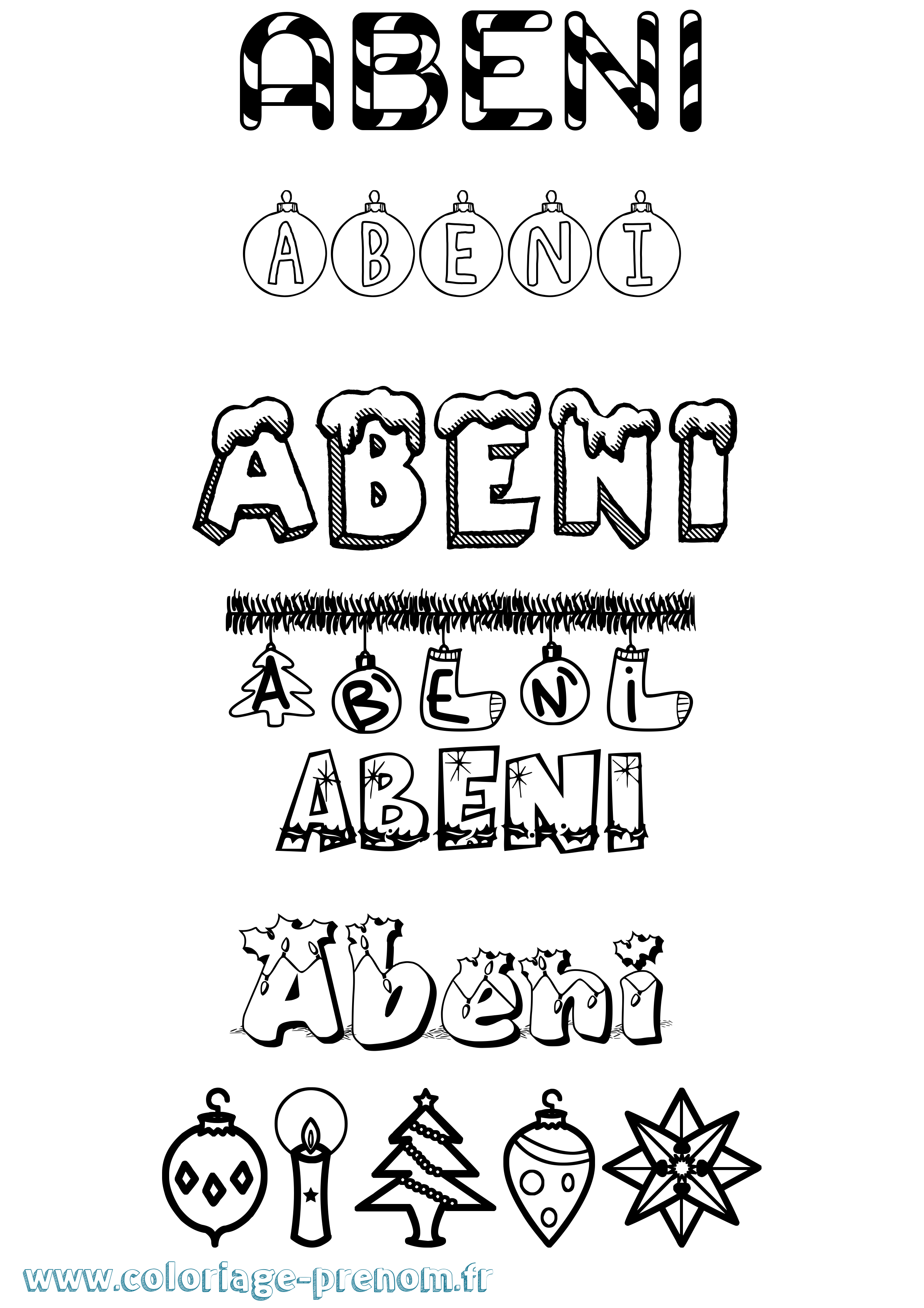 Coloriage Abeni Noël Coloriage prénom Abeni Noël