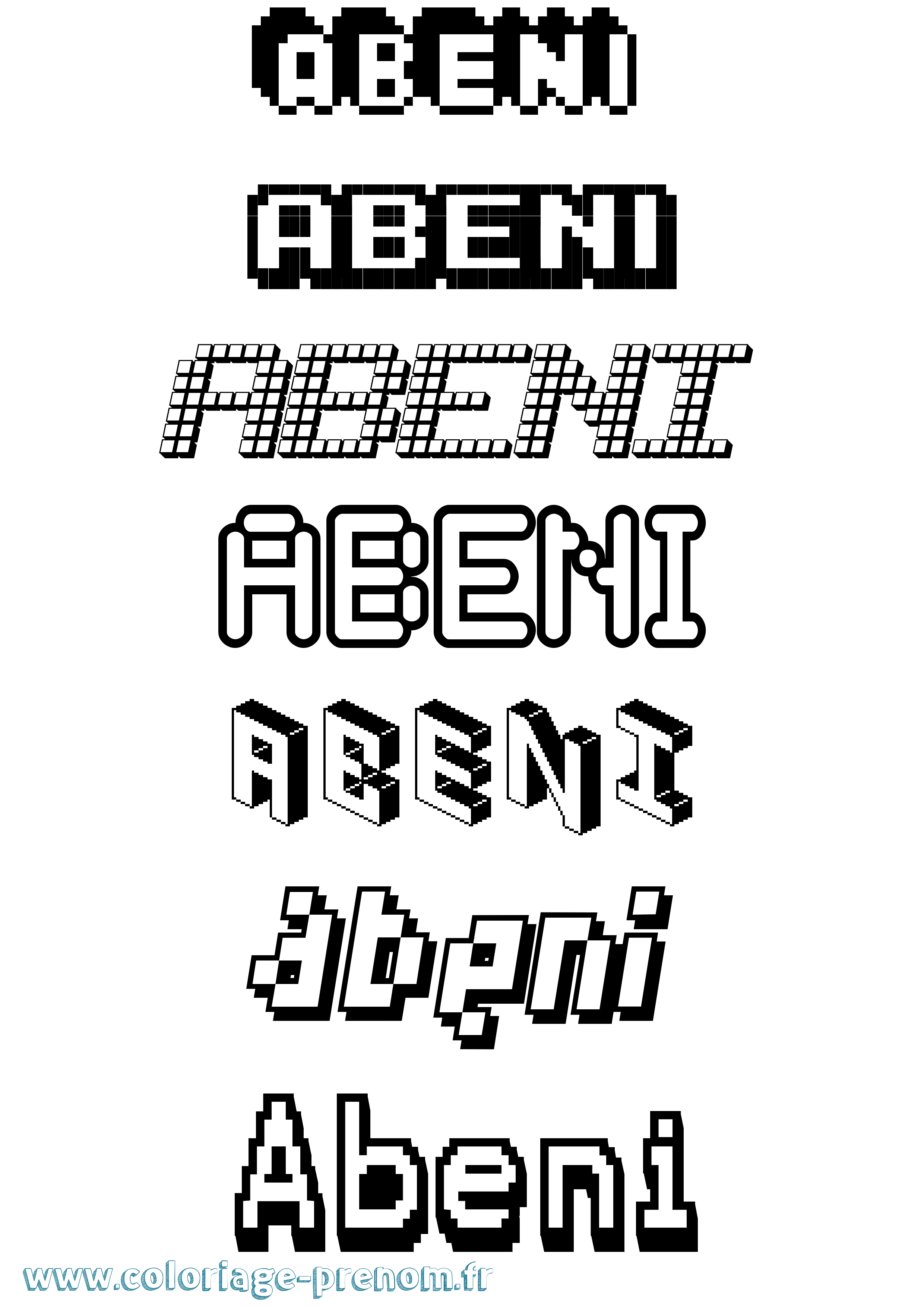 Coloriage prénom Abeni Pixel