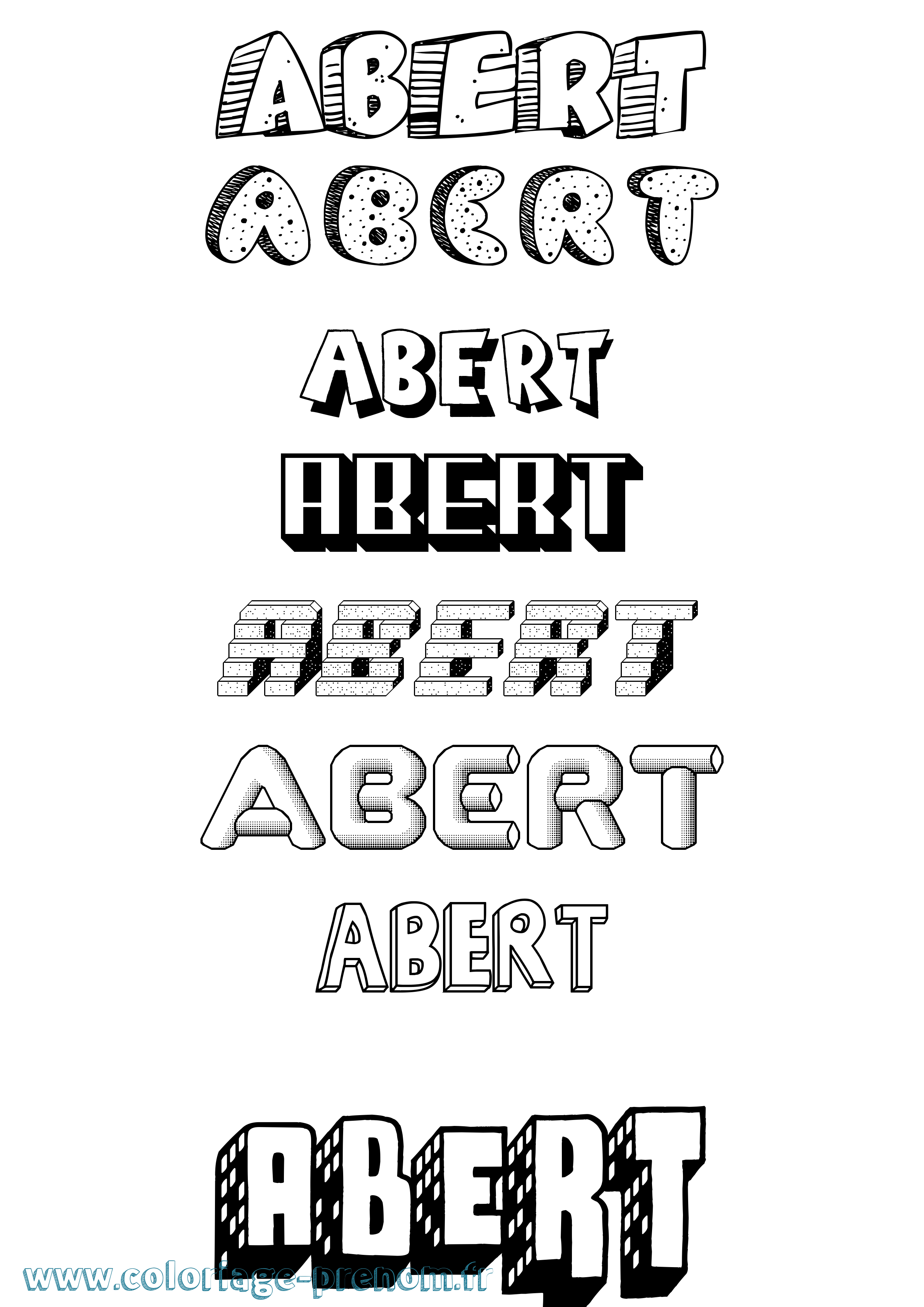 Coloriage Abert Effet 3D Coloriage prénom Abert Effet 3D