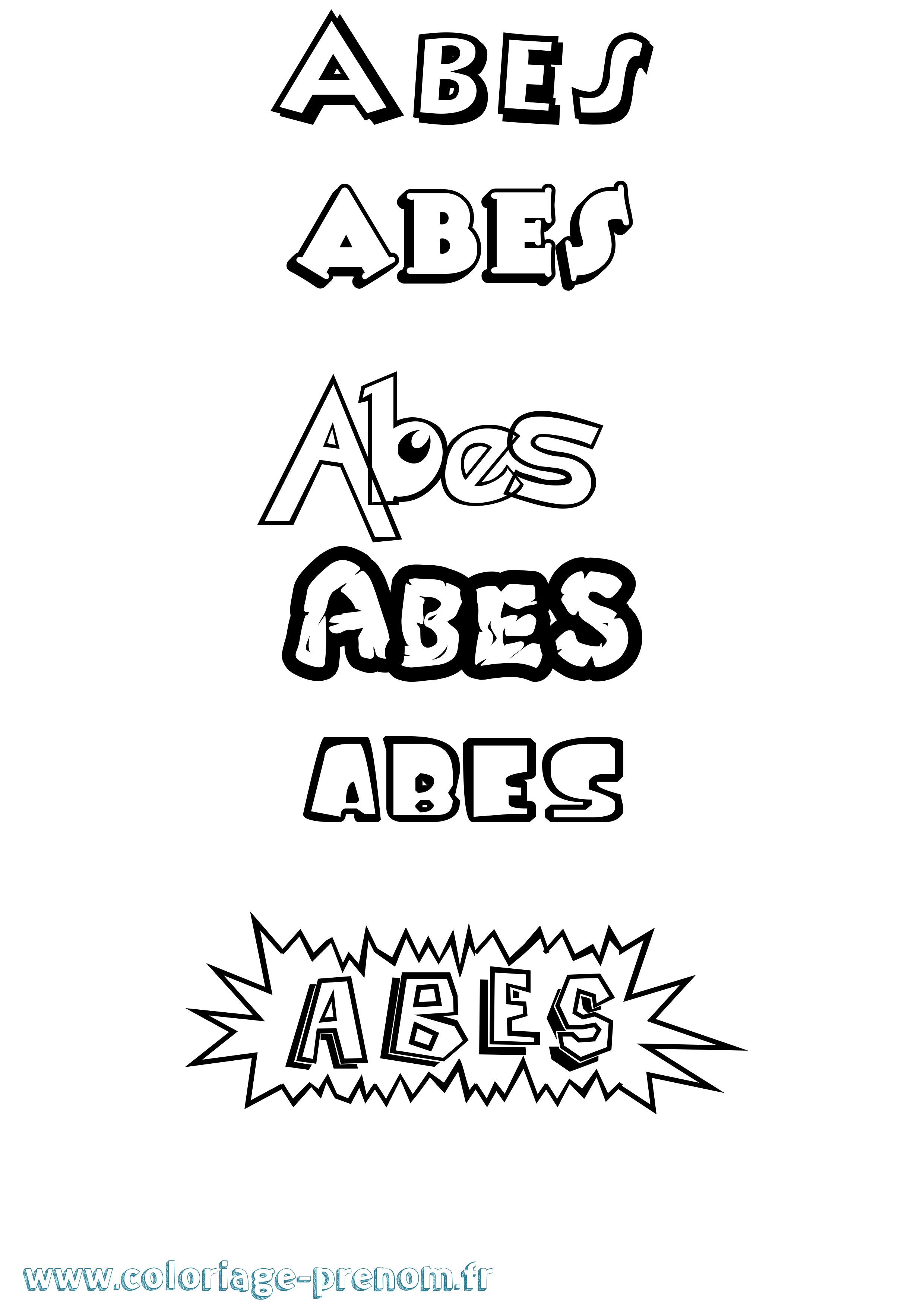 Coloriage Abes Dessin Animé Coloriage prénom Abes Dessin Animé