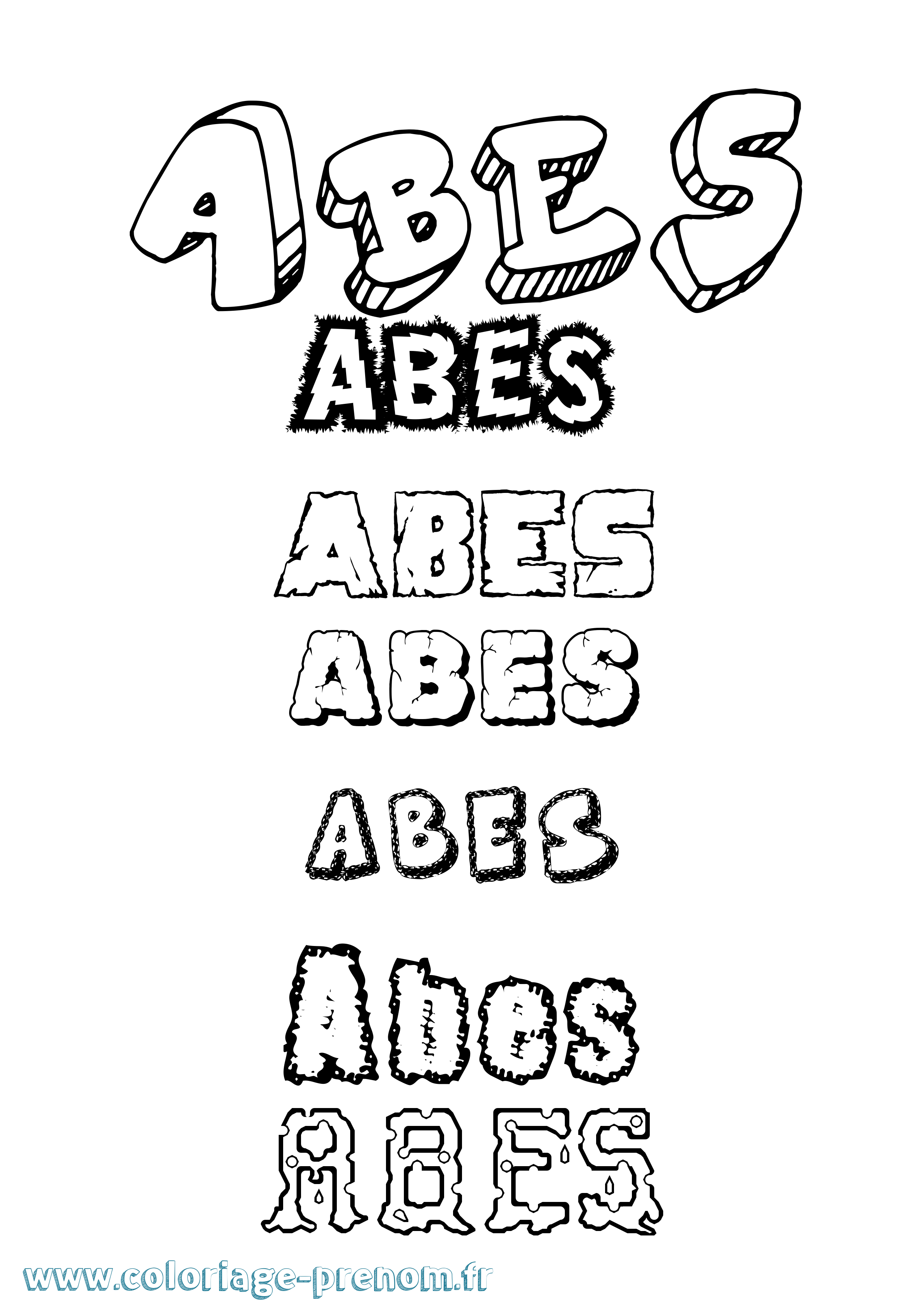 Coloriage Abes Destructuré Coloriage prénom Abes Destructuré