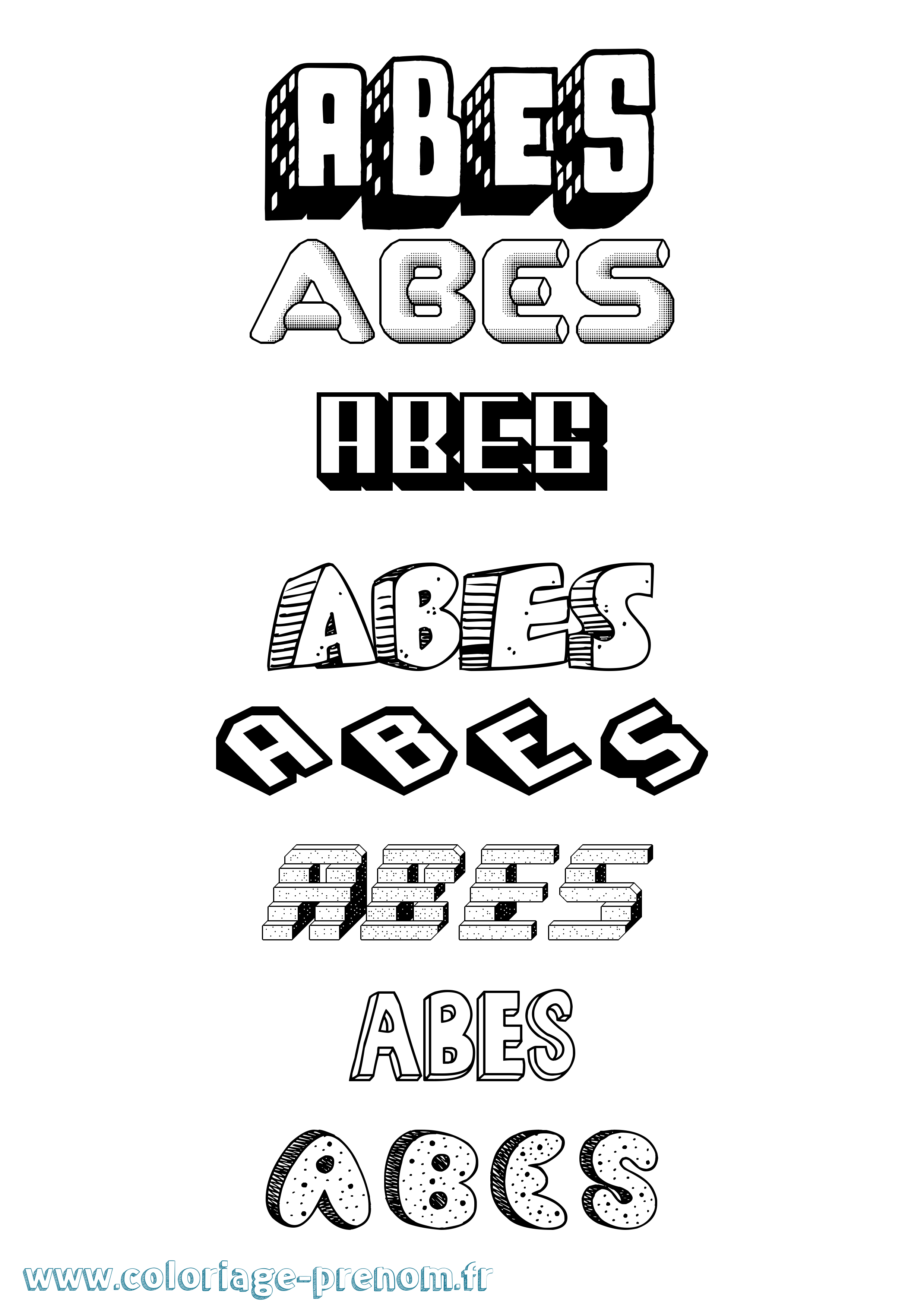 Coloriage Abes Effet 3D Coloriage prénom Abes Effet 3D