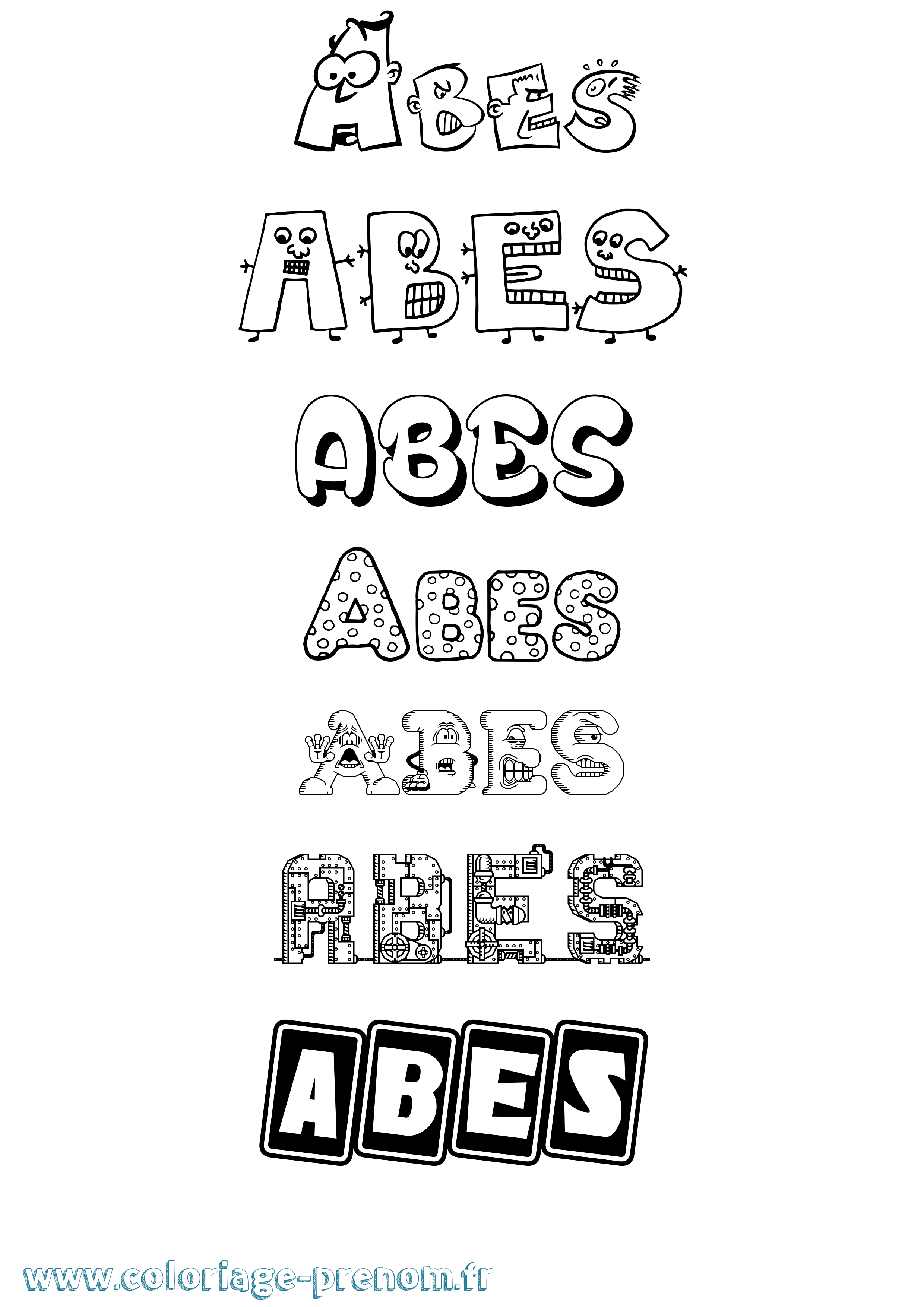 Coloriage Abes Fun Coloriage prénom Abes Fun