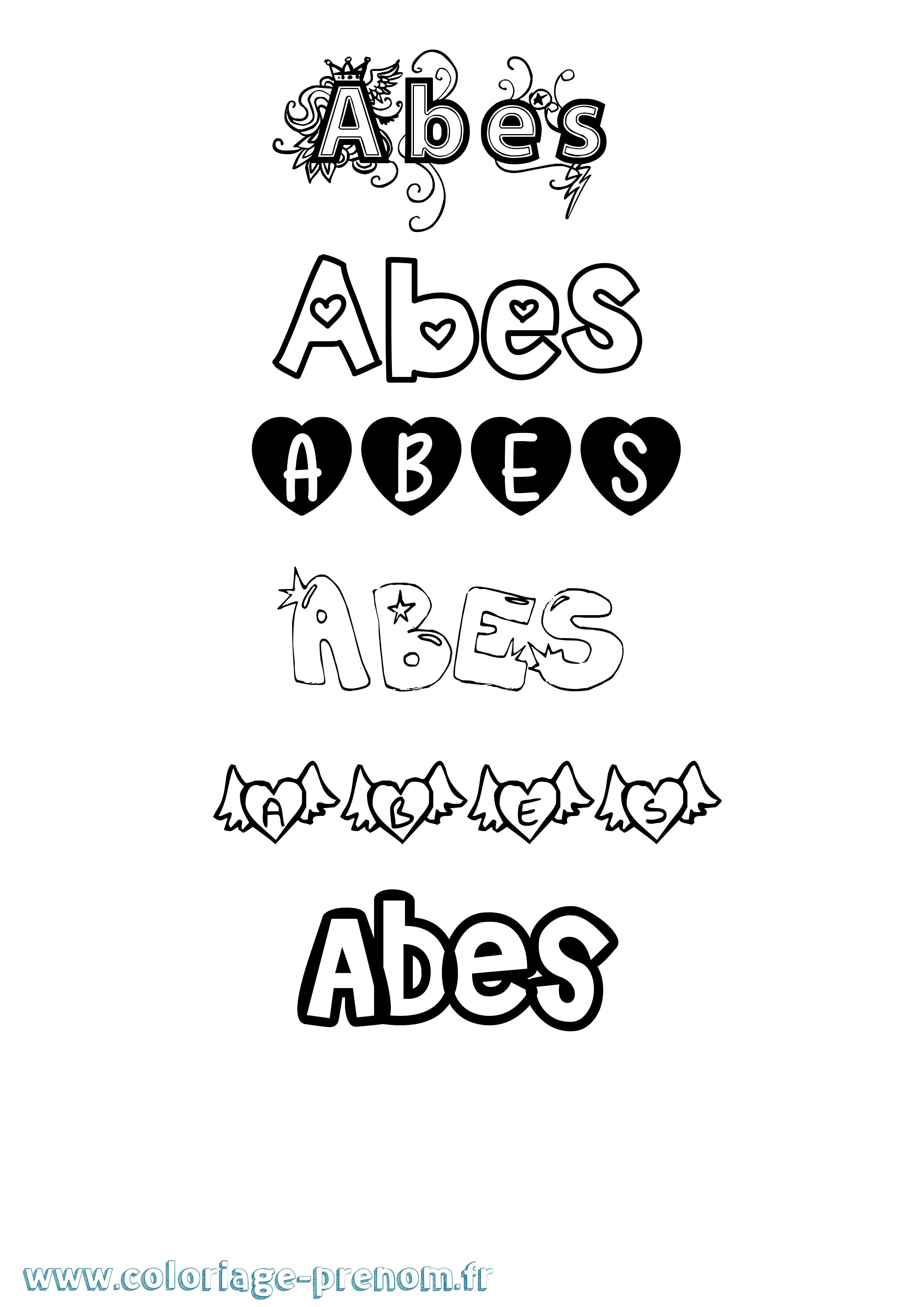 Coloriage Abes Girly Coloriage prénom Abes Girly