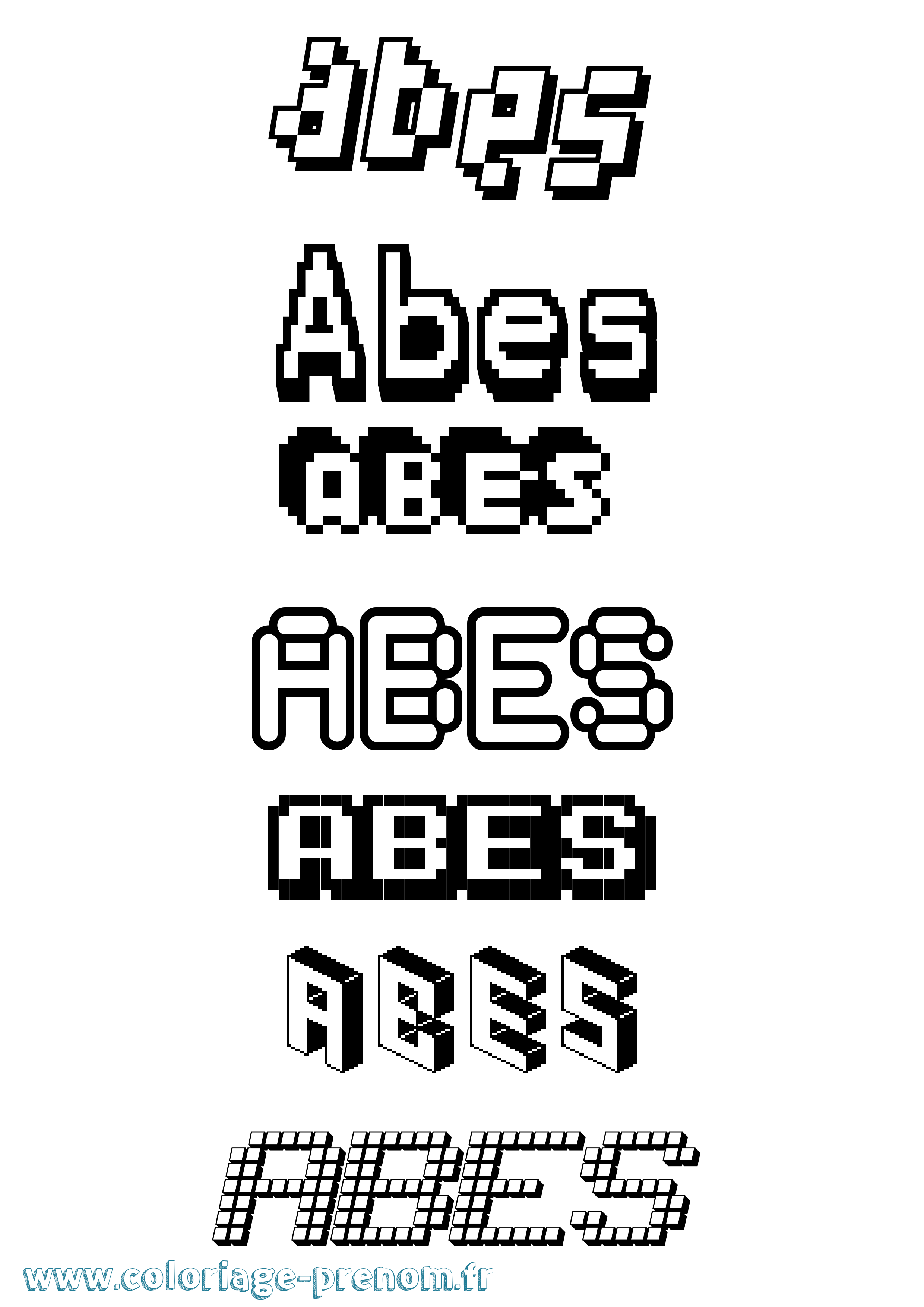 Coloriage prénom Abes Pixel