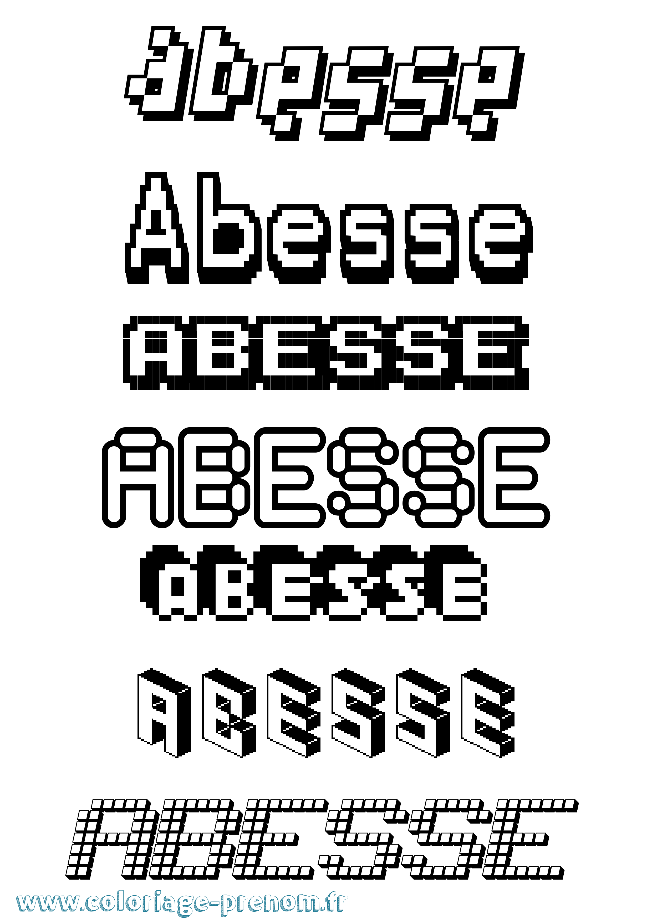 Coloriage prénom Abesse Pixel