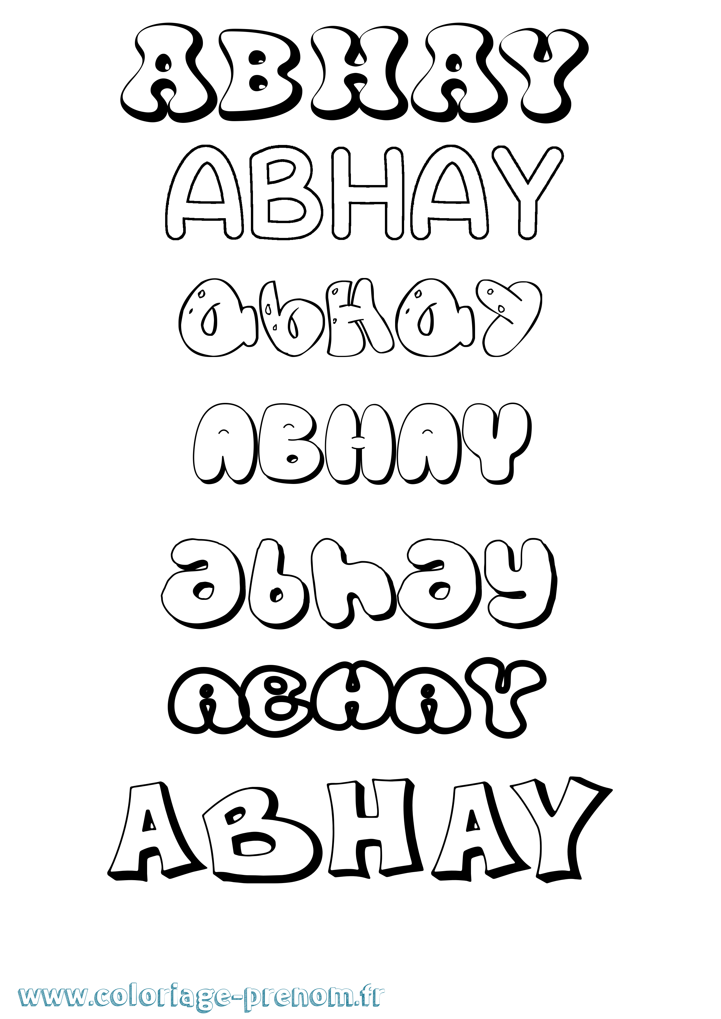 Coloriage prénom Abhay Bubble