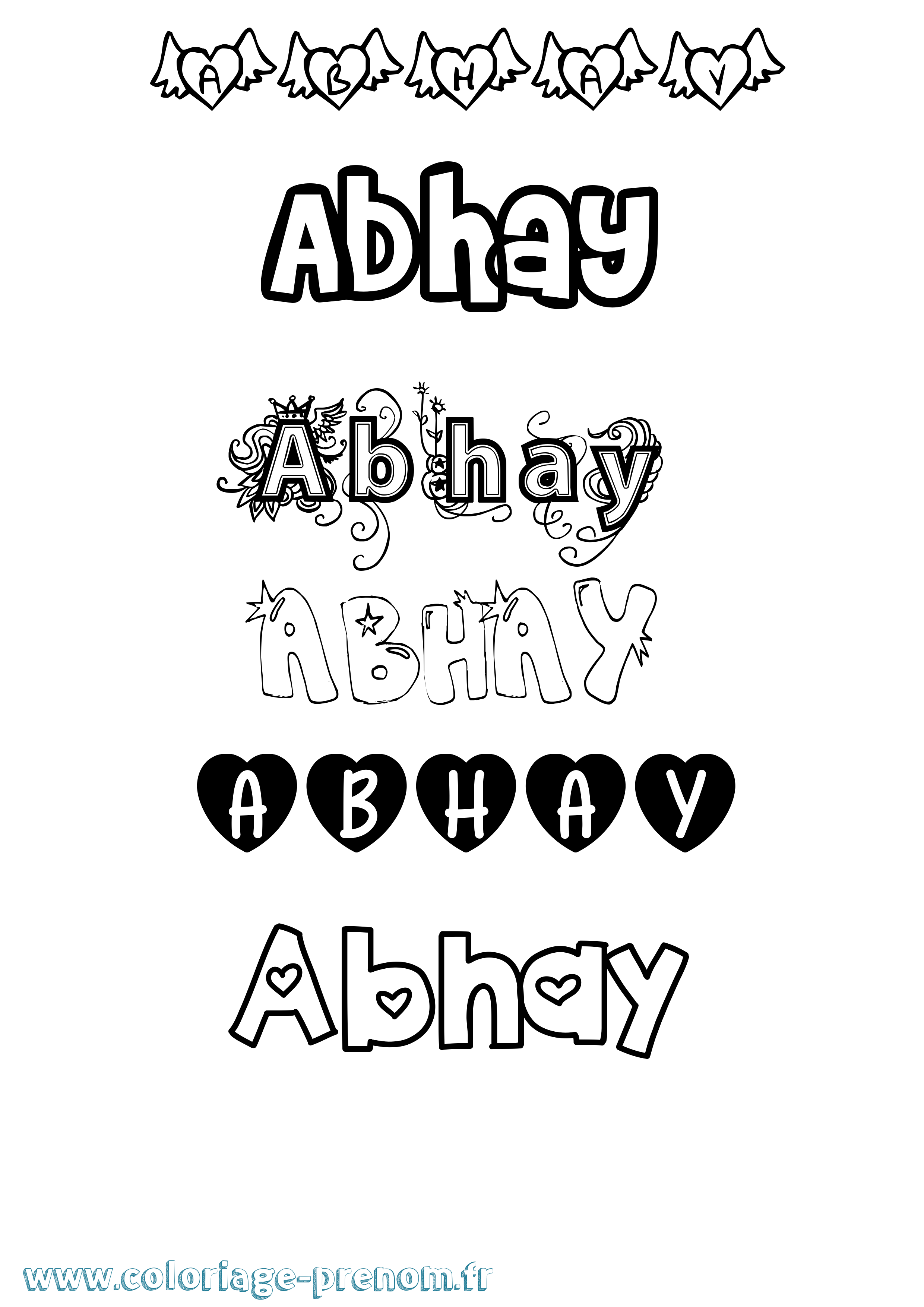 Coloriage prénom Abhay Girly