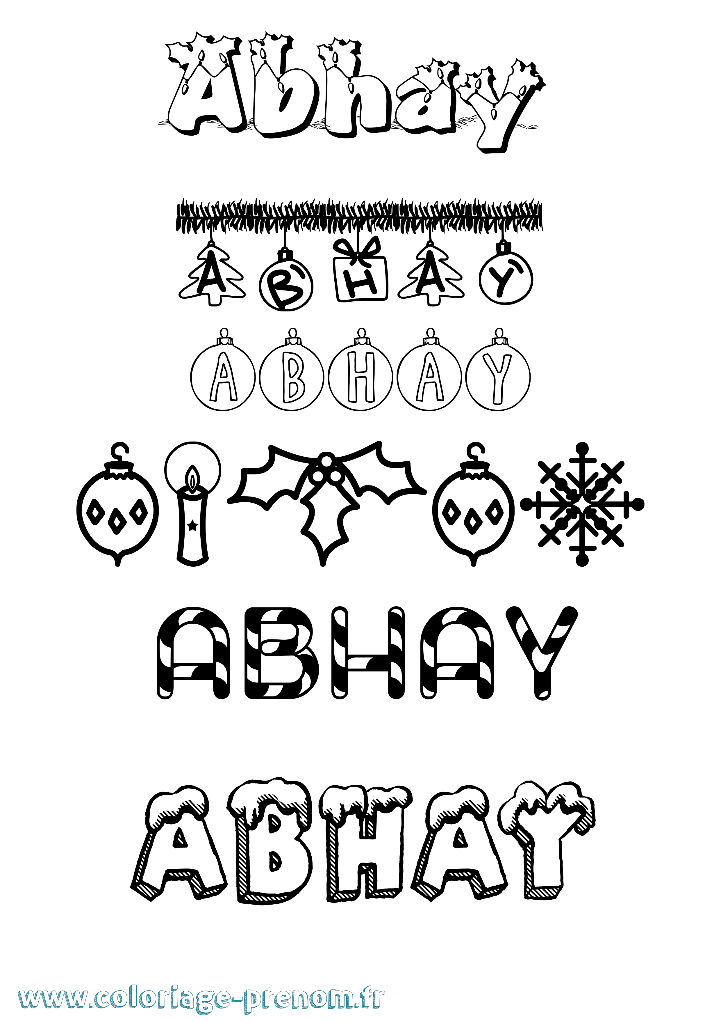 Coloriage prénom Abhay Noël
