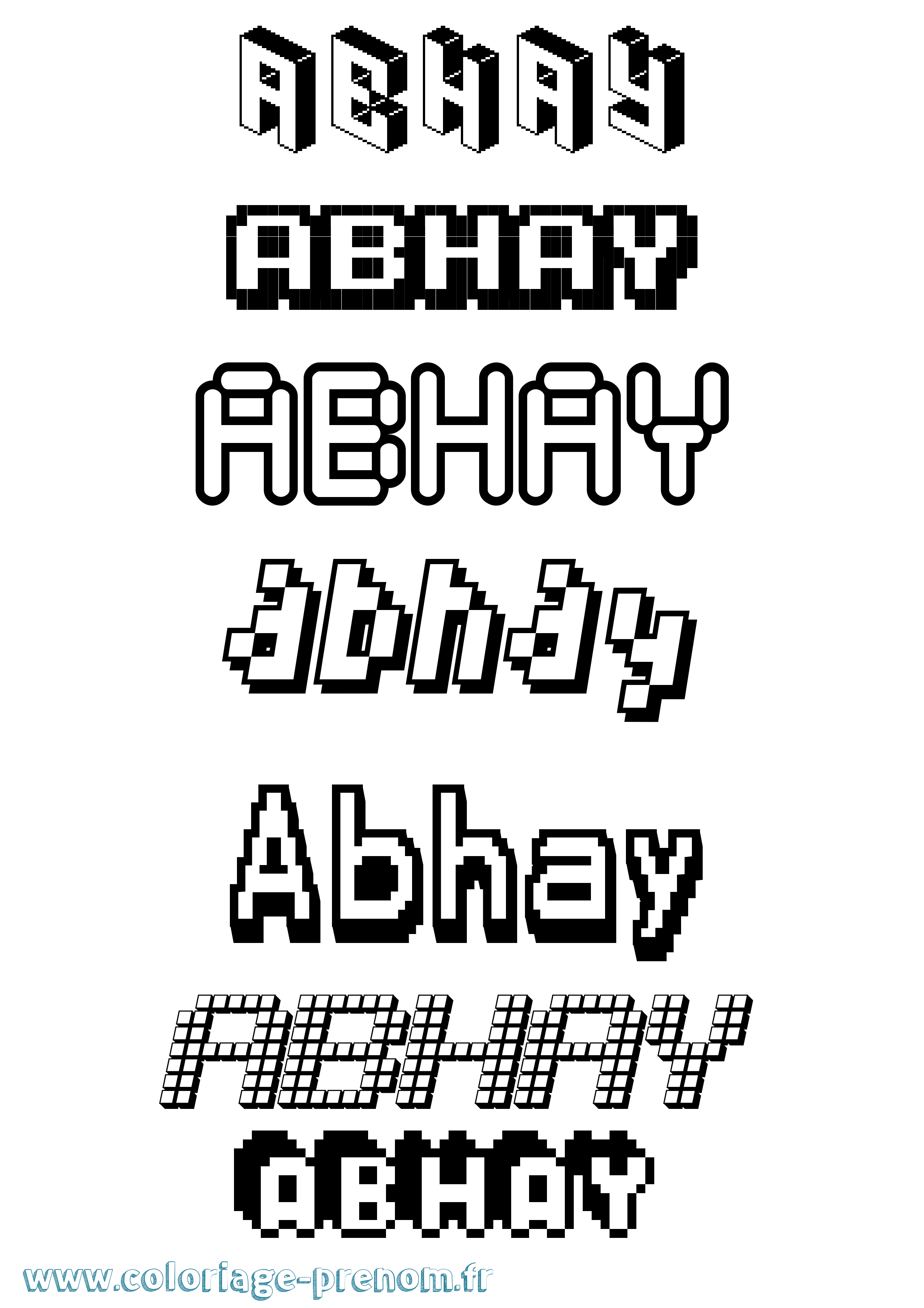 Coloriage prénom Abhay Pixel