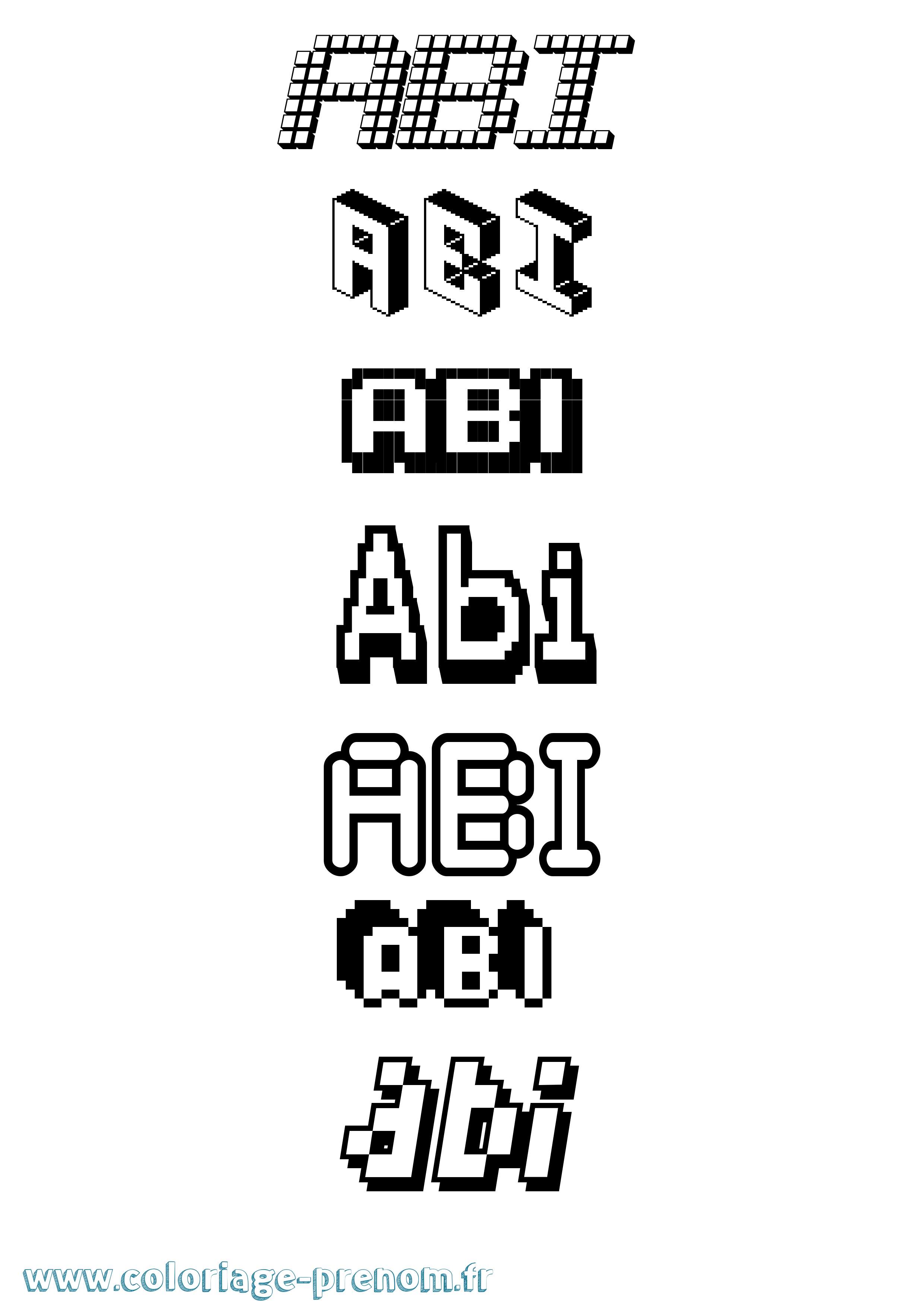Coloriage prénom Abi Pixel