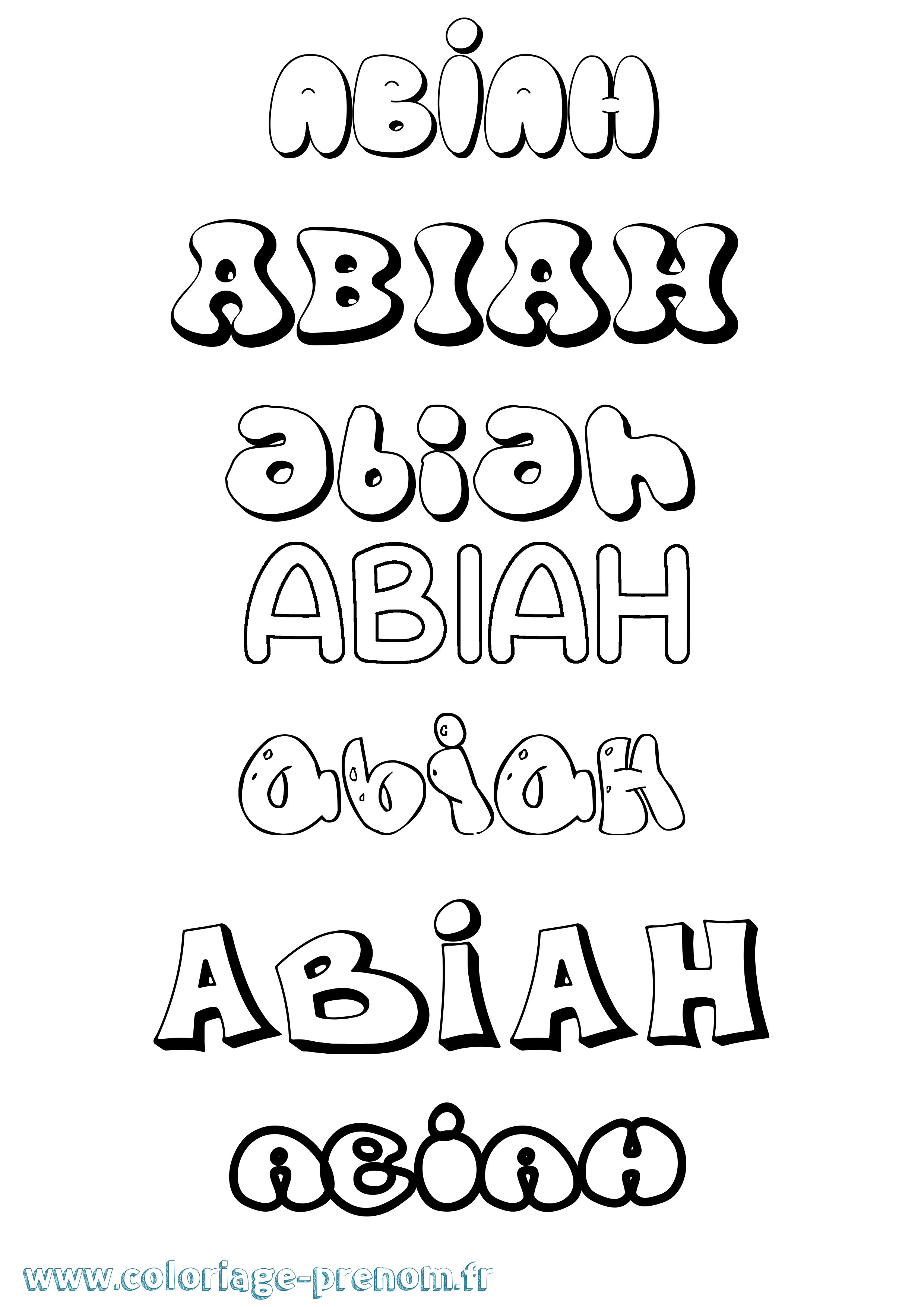 Coloriage prénom Abiah Bubble